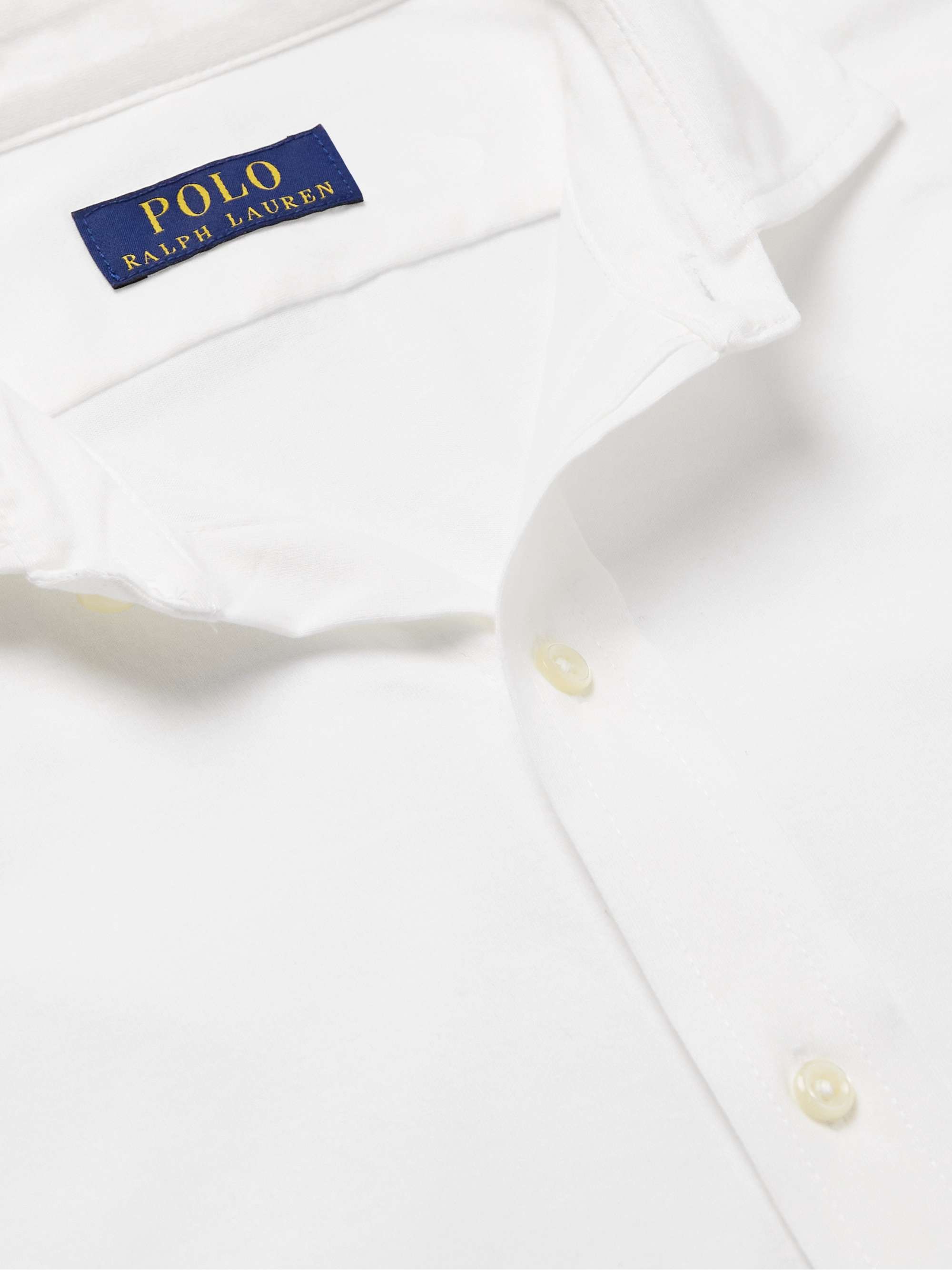 POLO RALPH LAUREN Cutaway-Collar Logo-Embroidered Cotton-Jersey Shirt