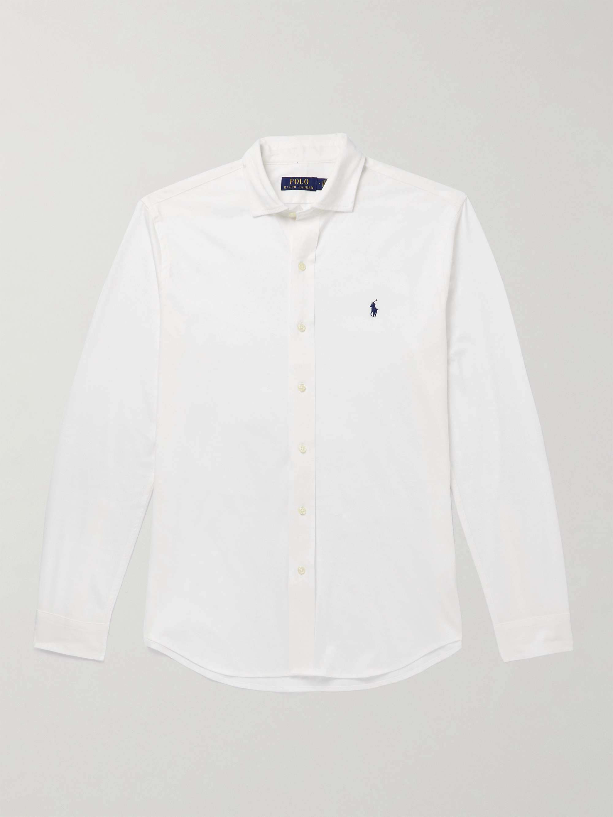 POLO RALPH LAUREN Cutaway-Collar Logo-Embroidered Cotton-Jersey Shirt