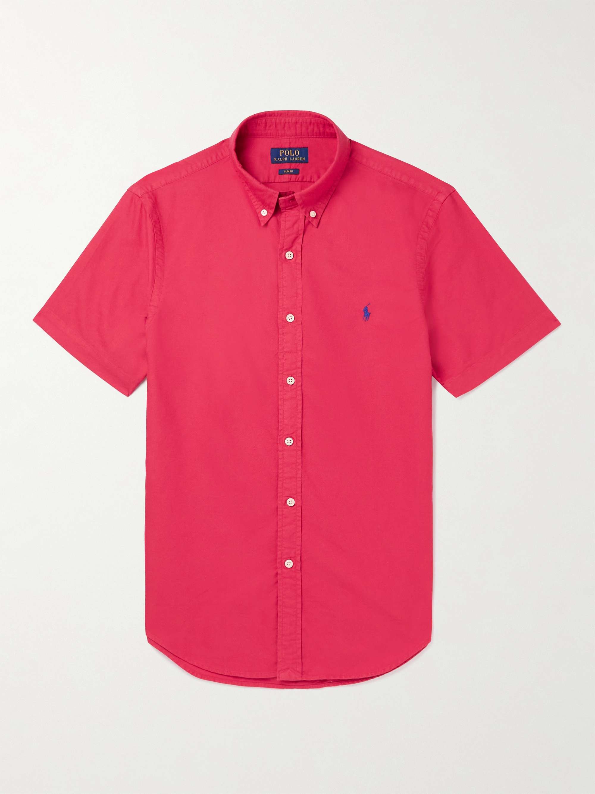 POLO RALPH LAUREN Slim-Fit Button-Down Collar Logo-Embroidered Cotton Oxford Shirt