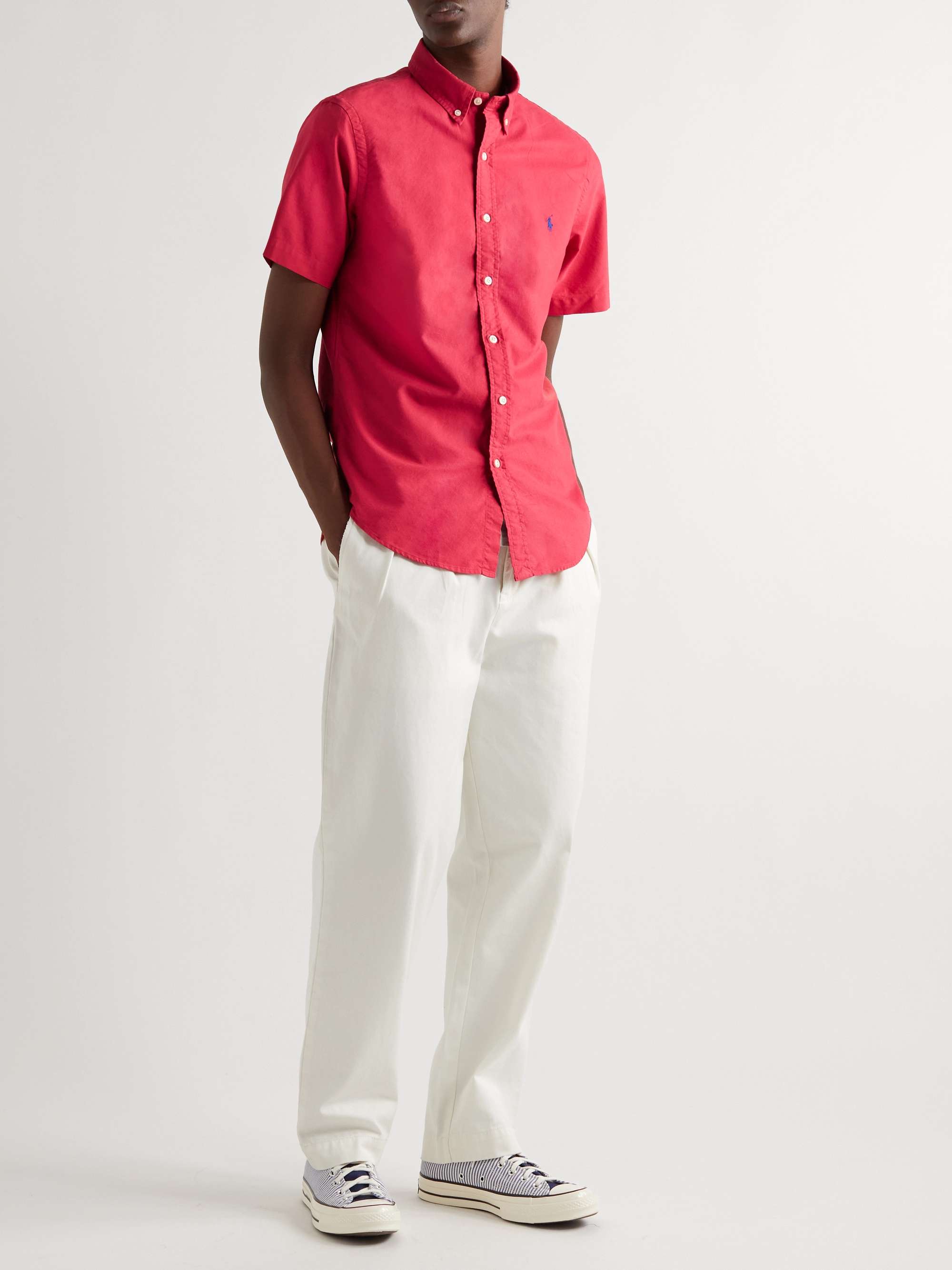 POLO RALPH LAUREN Slim-Fit Button-Down Collar Logo-Embroidered Cotton Oxford Shirt
