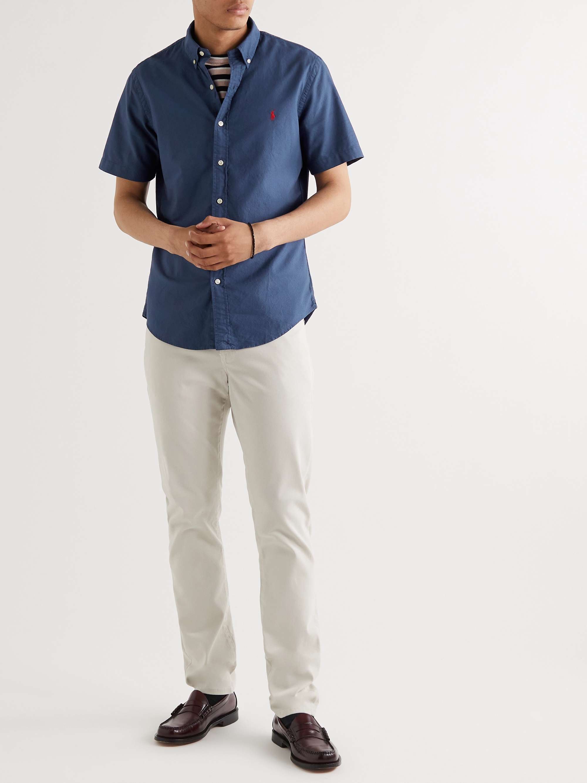 POLO RALPH LAUREN Slim-Fit Button-Down Collar Cotton-Chambray Shirt