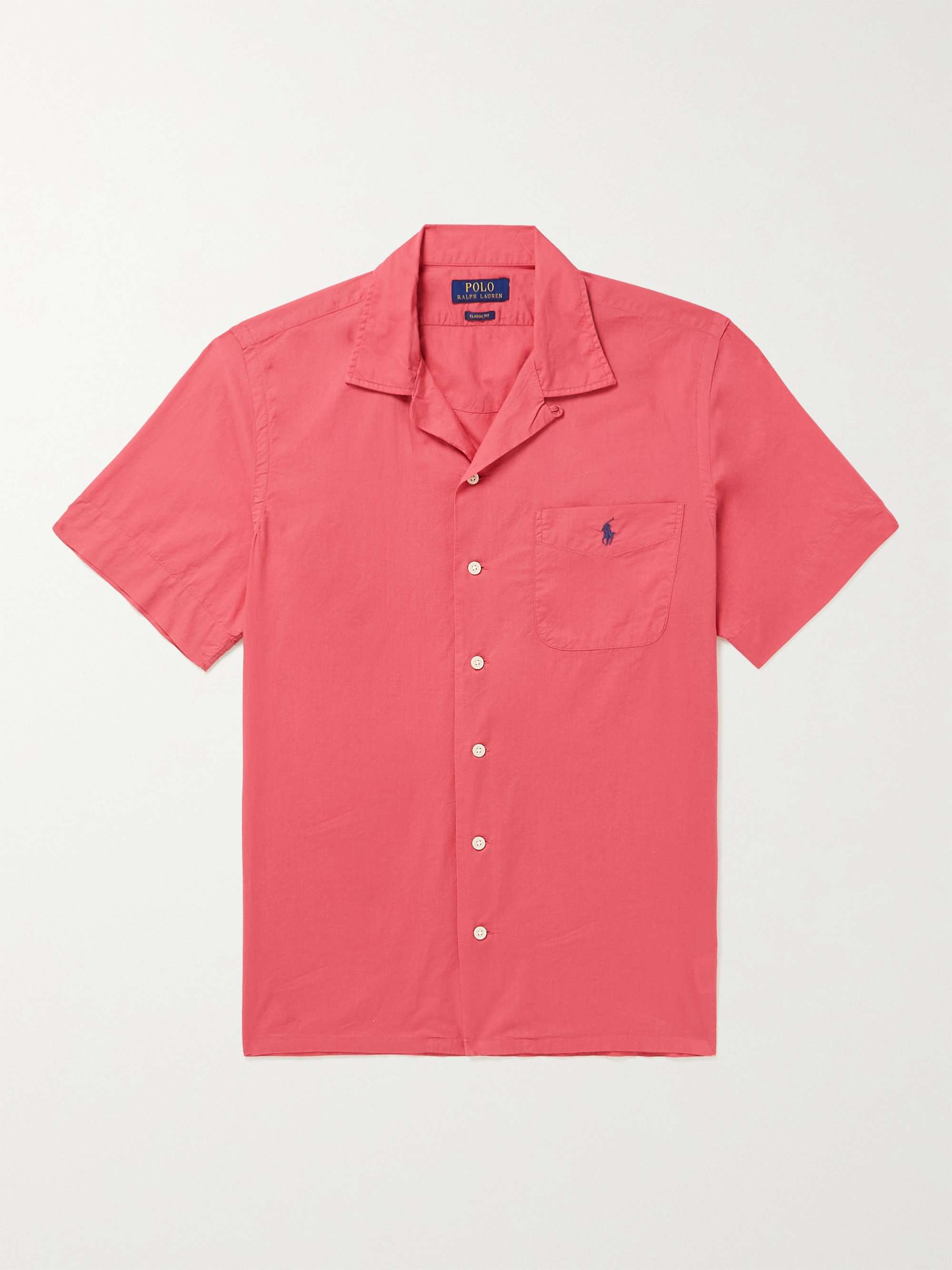 POLO RALPH LAUREN Convertible-Collar Logo-Embroidered Cotton-Poplin Shirt