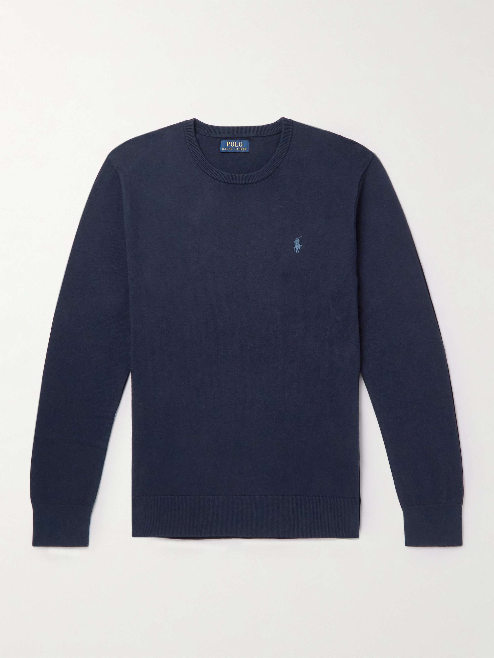 POLO RALPH LAUREN Logo-Embroidered Cotton and Cashmere-Blend Sweater