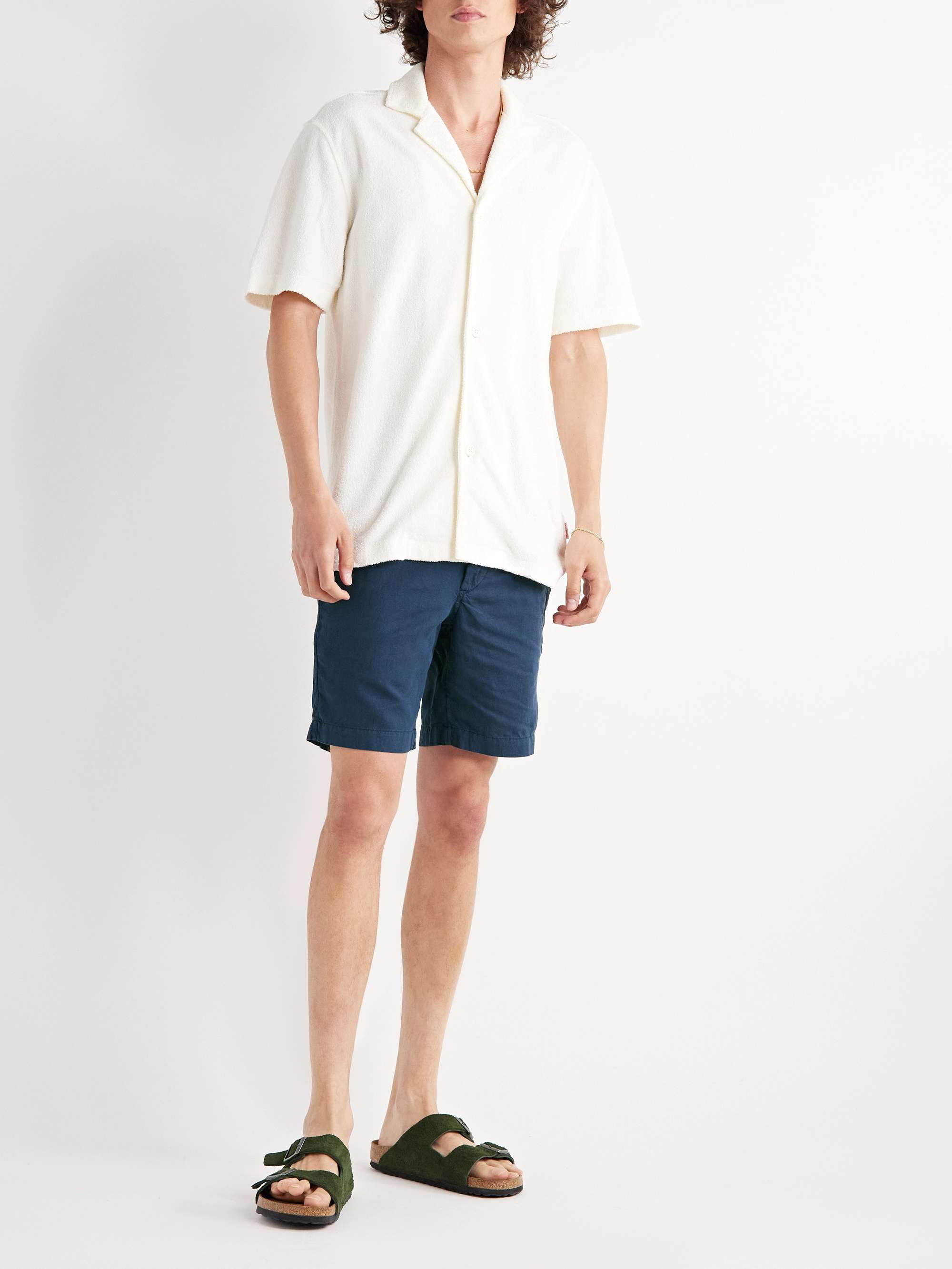 Navy Maritime Straight-Leg Linen and Cotton-Blend Shorts | POLO RALPH ...