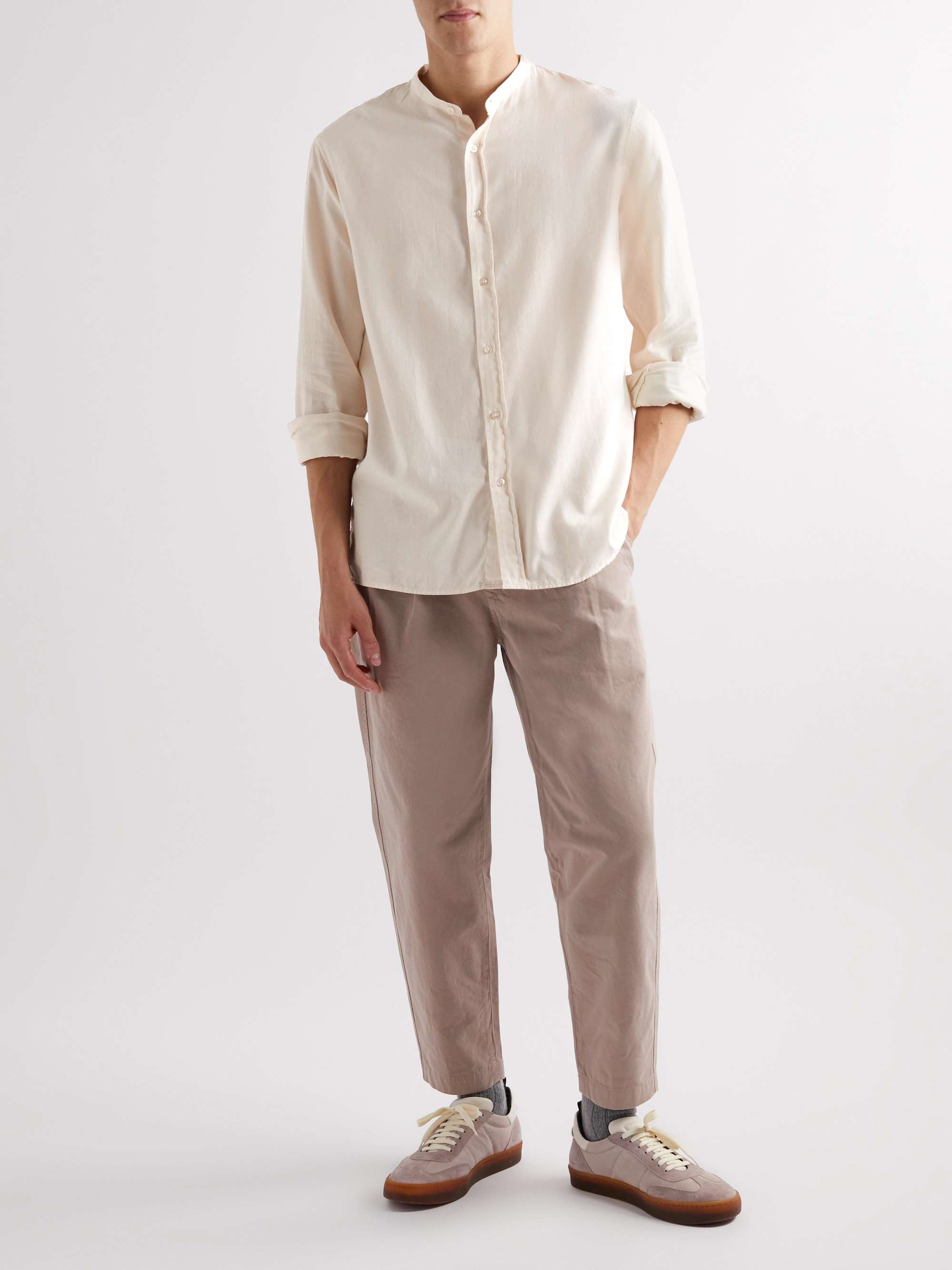 OFFICINE GÉNÉRALE Gaston Grandad-Collar Organic Cotton-Twill Shirt