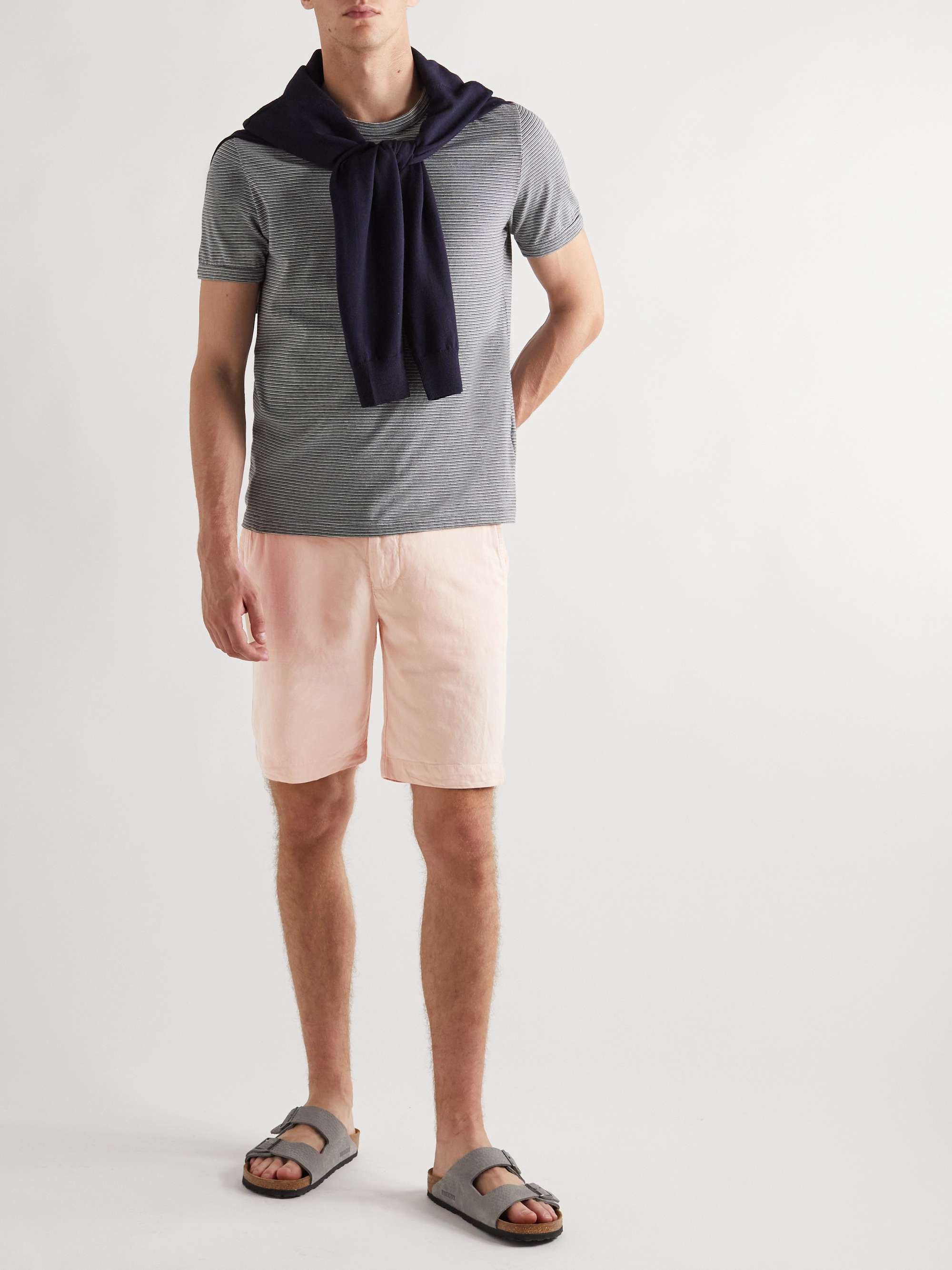 OFFICINE GÉNÉRALE Julian Straight-Leg Belted Lyocell, Linen and Cotton-Blend Bermuda Shorts