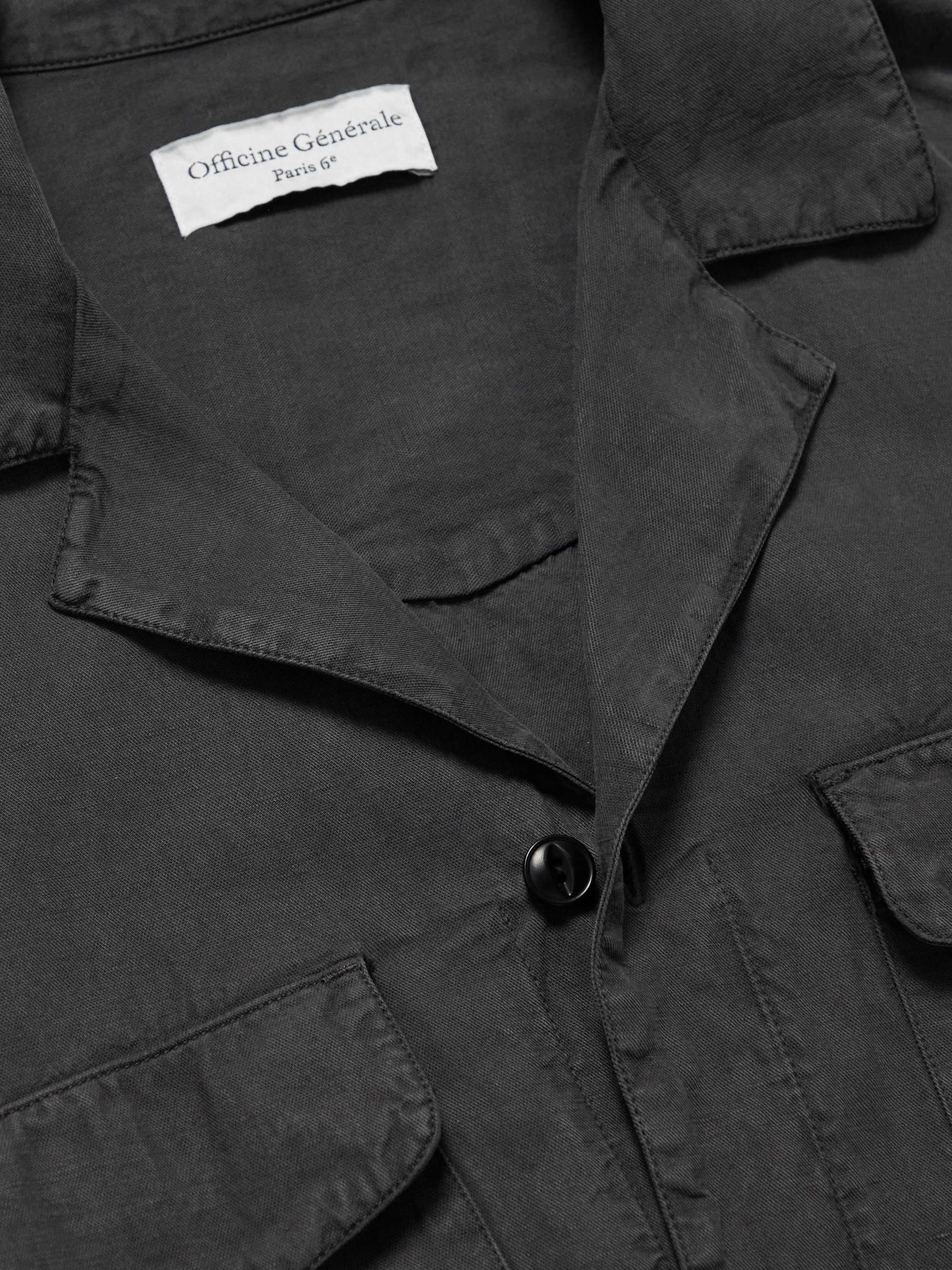 OFFICINE GÉNÉRALE Judas Camp-Collar Lyocell, Linen and Cotton-Blend Shirt