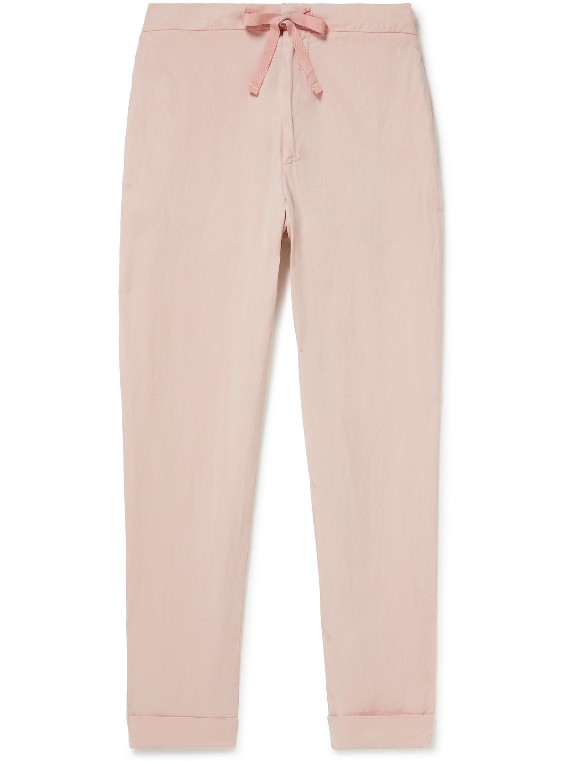 Officine Generale Joseph Garment-dyed Lyocell, Linen And Cotton-blend Drawstring Trousers In Pink