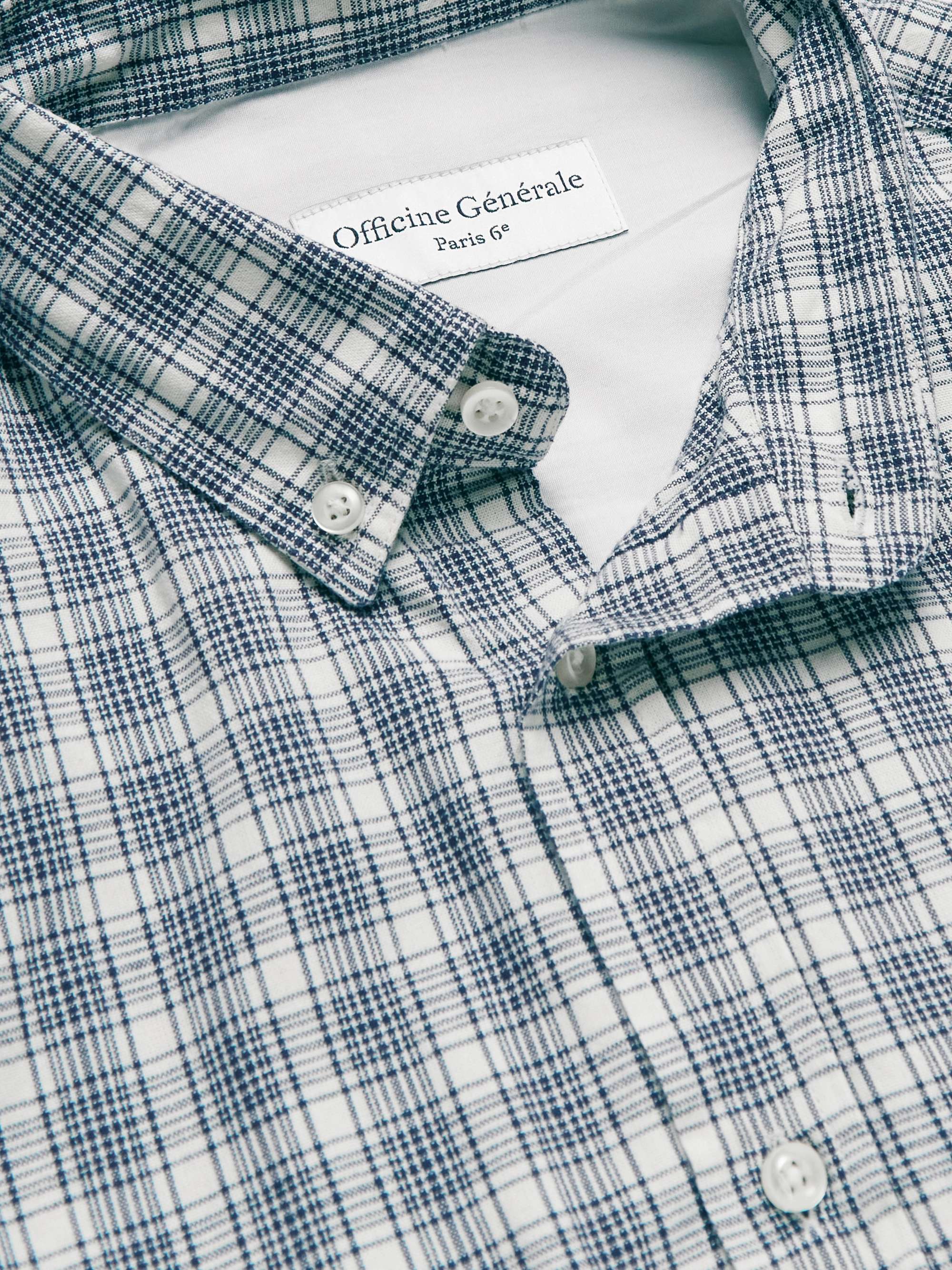 OFFICINE GÉNÉRALE Arsene Button-Down Collar Checked Organic Cotton Shirt