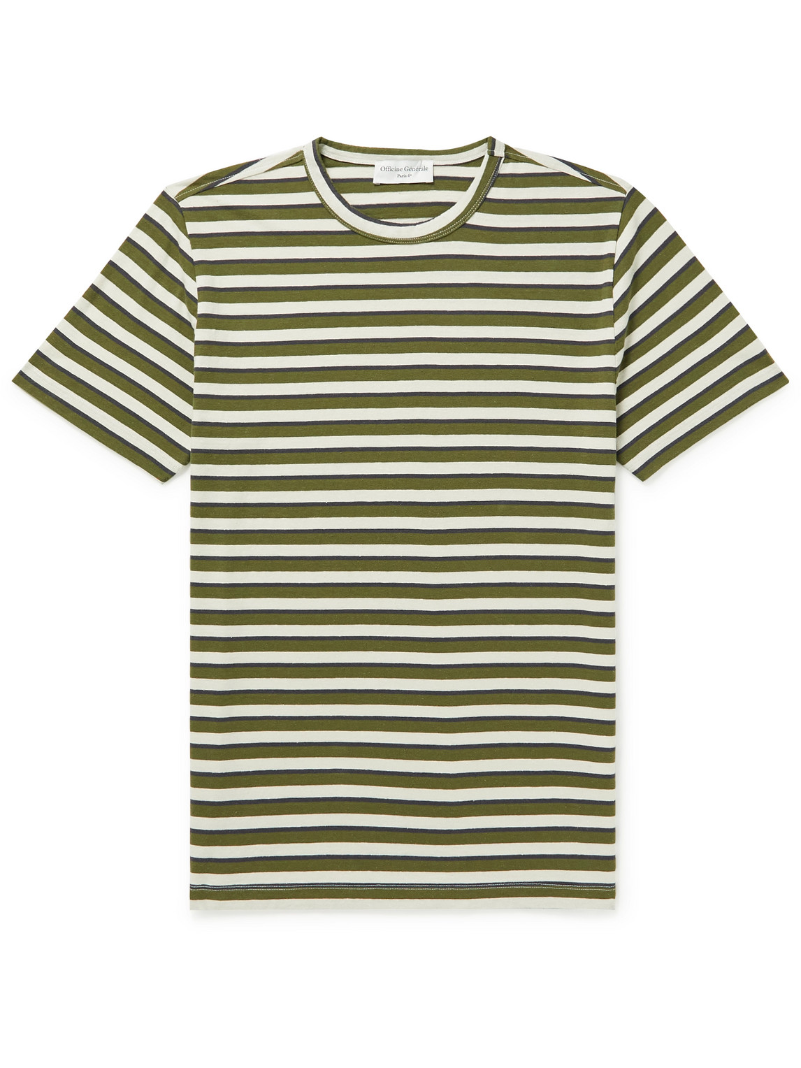 Officine Générale Striped Slub Cotton-Jersey T-shirt