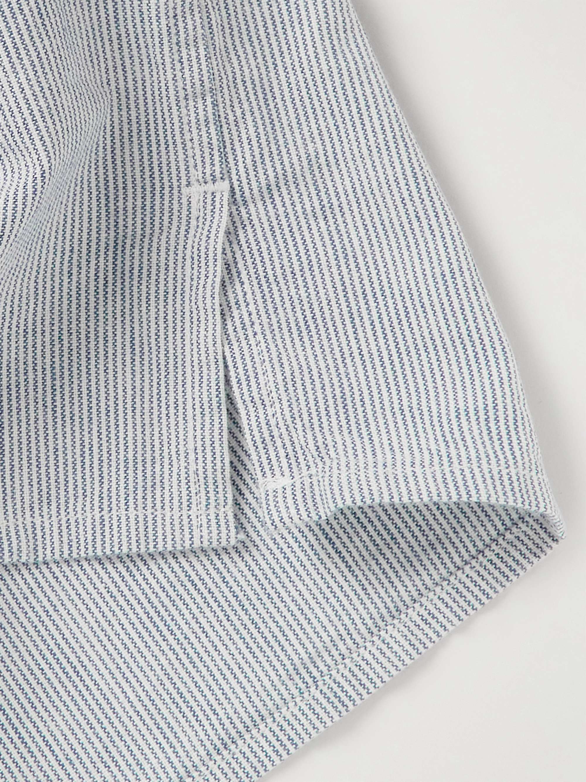 OFFICINE GÉNÉRALE Gaston Grandad-Collar Striped Organic Cotton Shirt