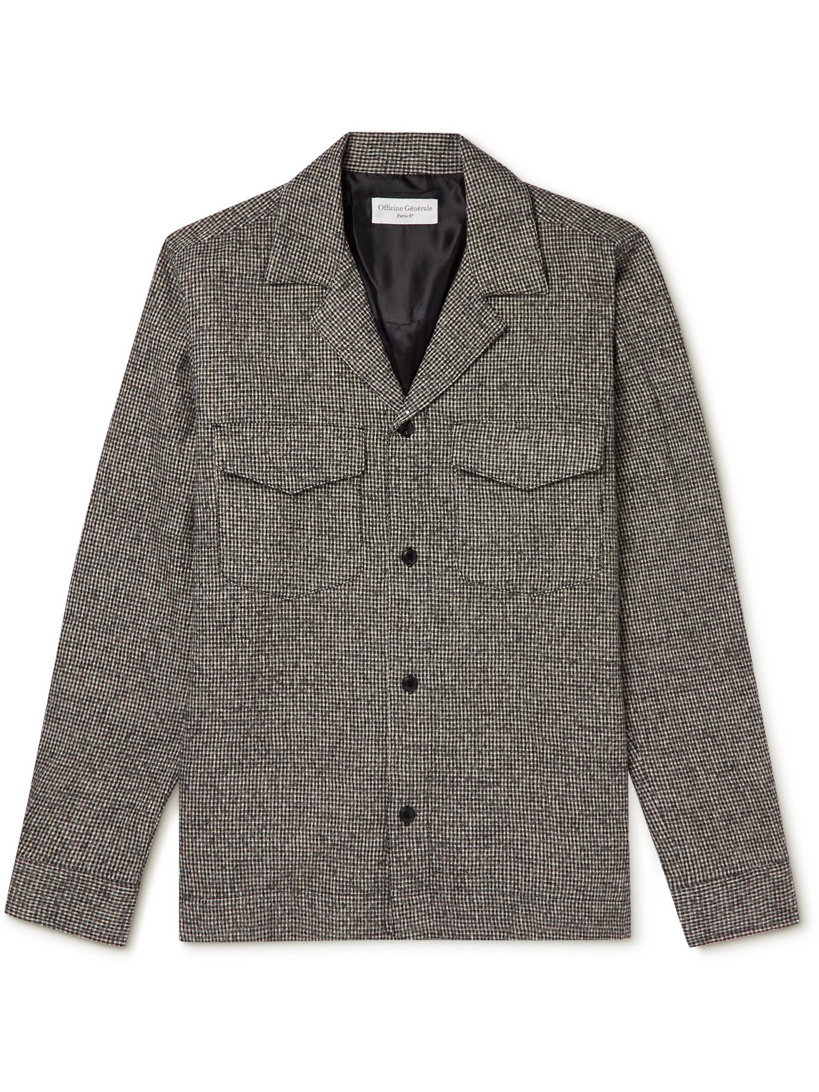 Officine Générale Judas Camp-Collar Houndstooth Cotton and Wool-Blend Tweed Jacket