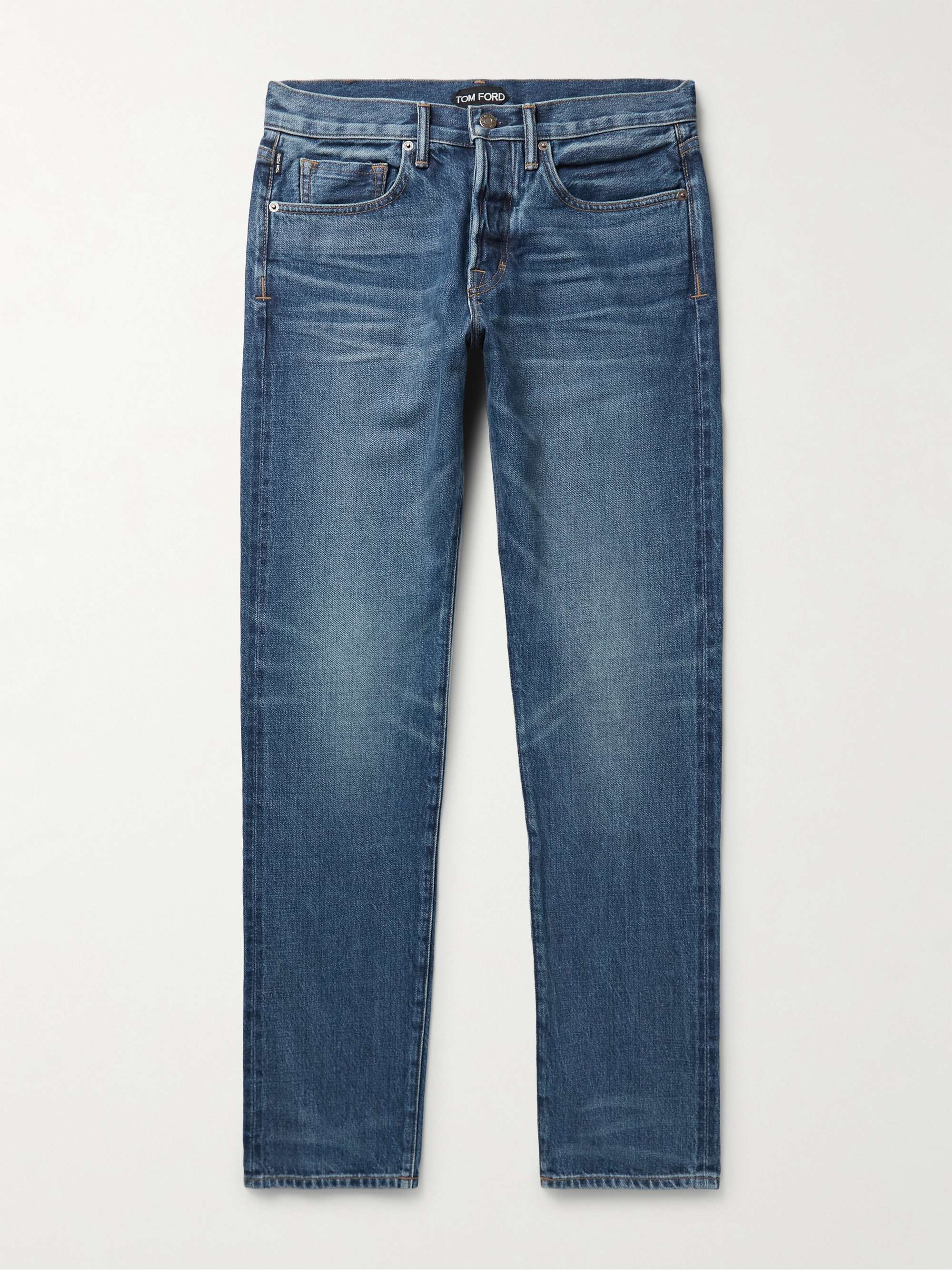 TOM FORD Straight-Leg Garment-Washed Selvedge Jeans