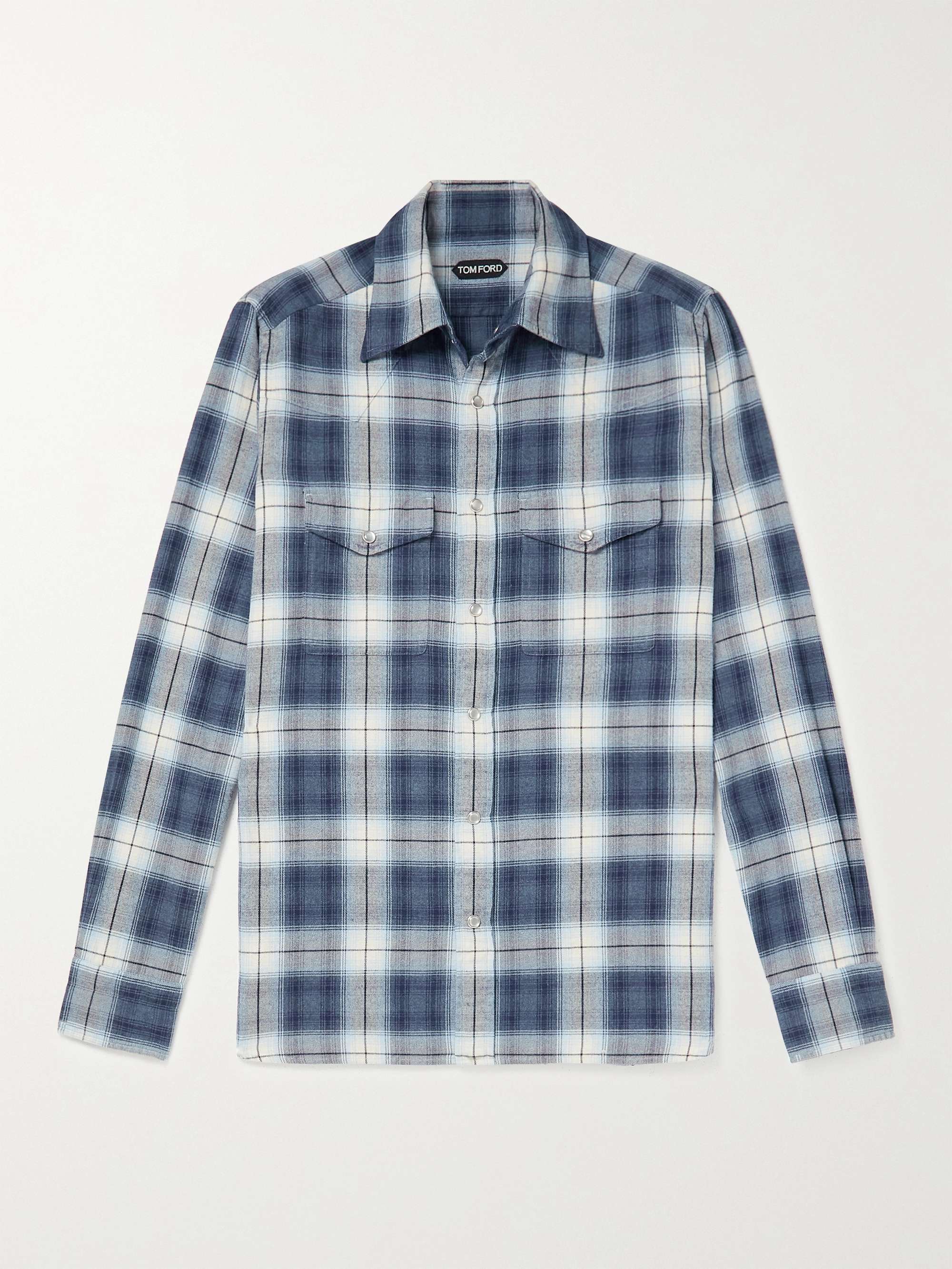 TOM FORD Slim-Fit Checked Cotton-Flannel Shirt