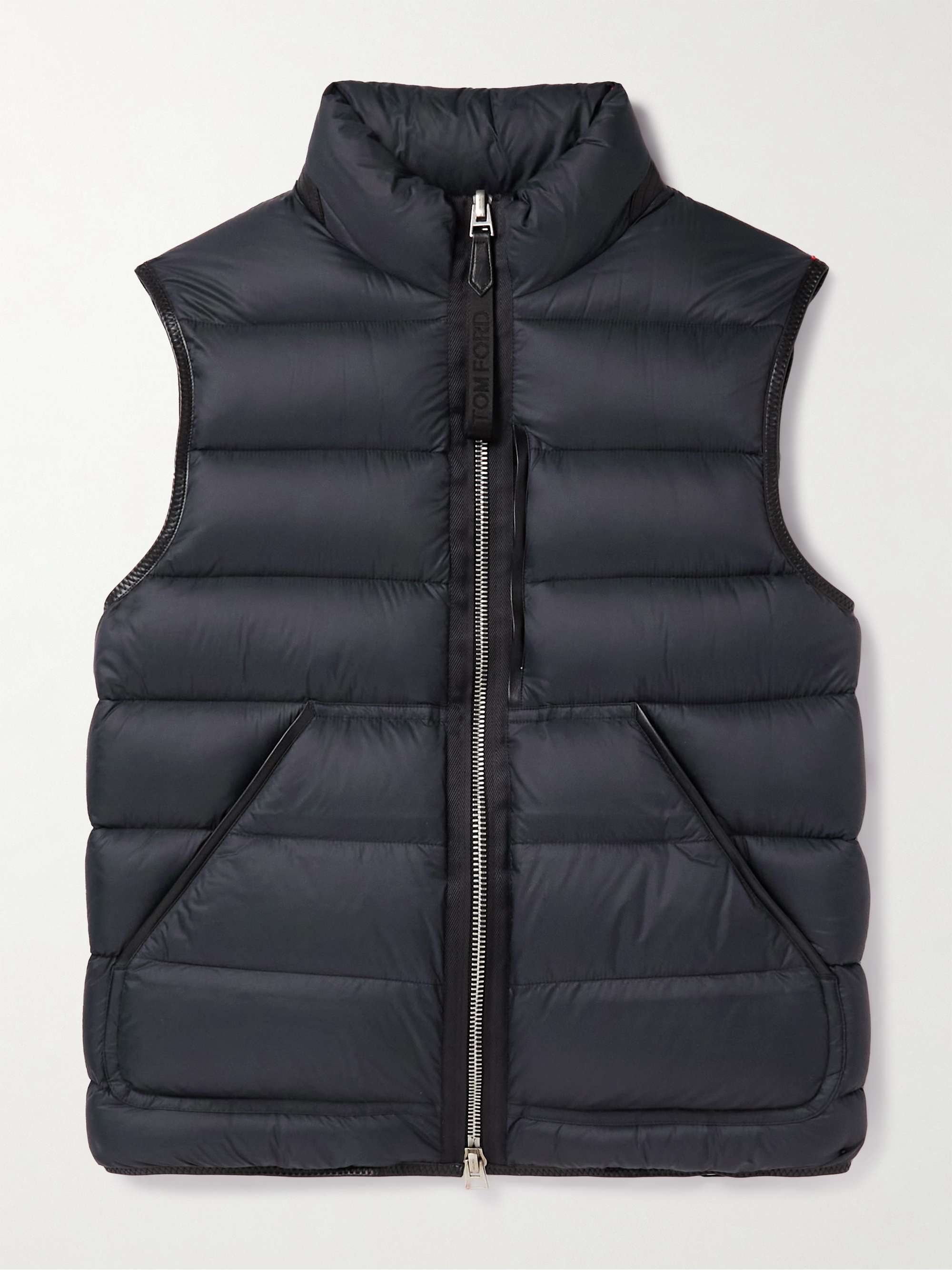 TOM FORD Slim-Fit Leather-Trimmed Quilted Shell Down Gilet