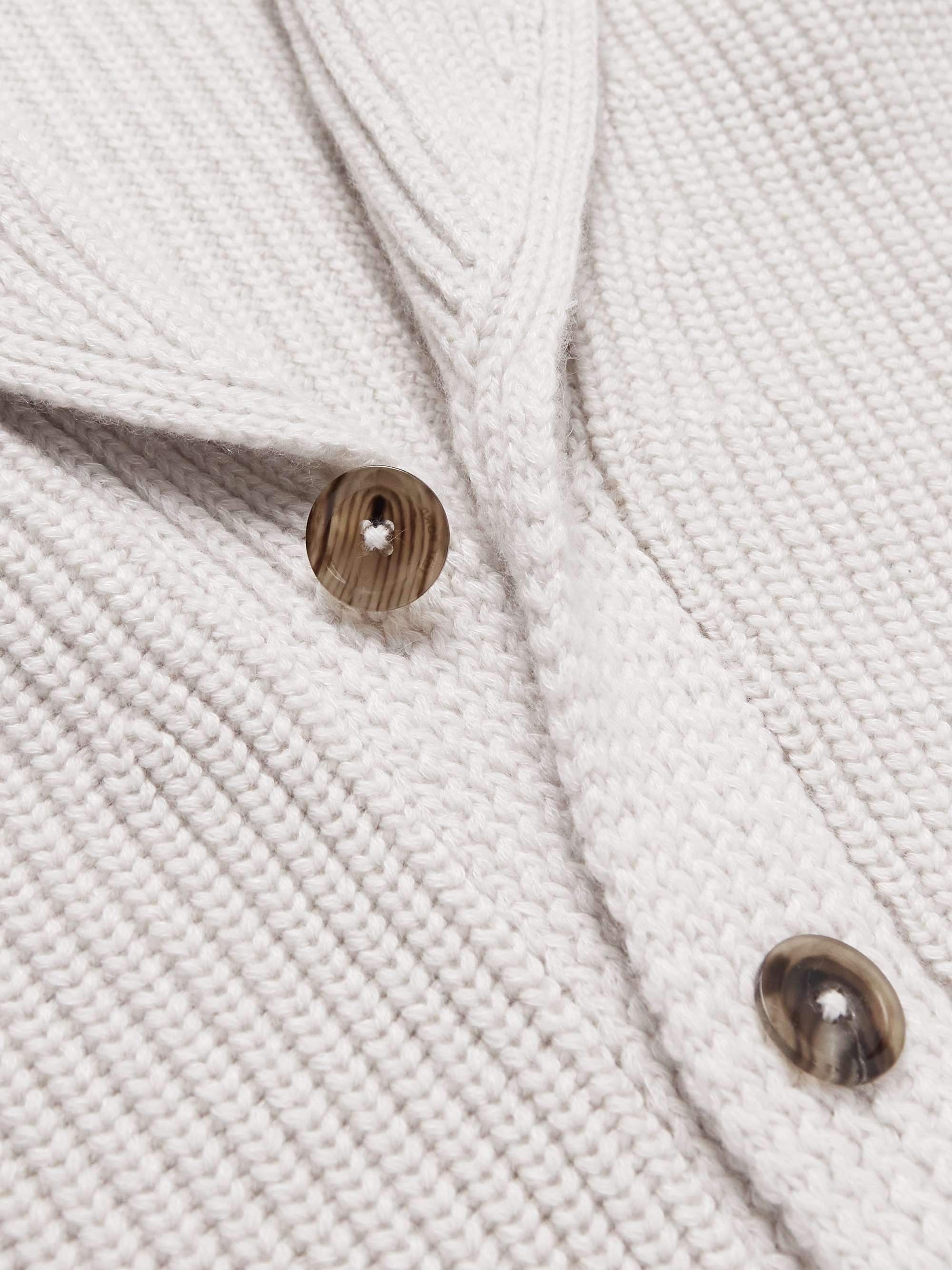 TOM FORD Shawl-Collar Ribbed Cashmere and Linen-Blend Cardigan