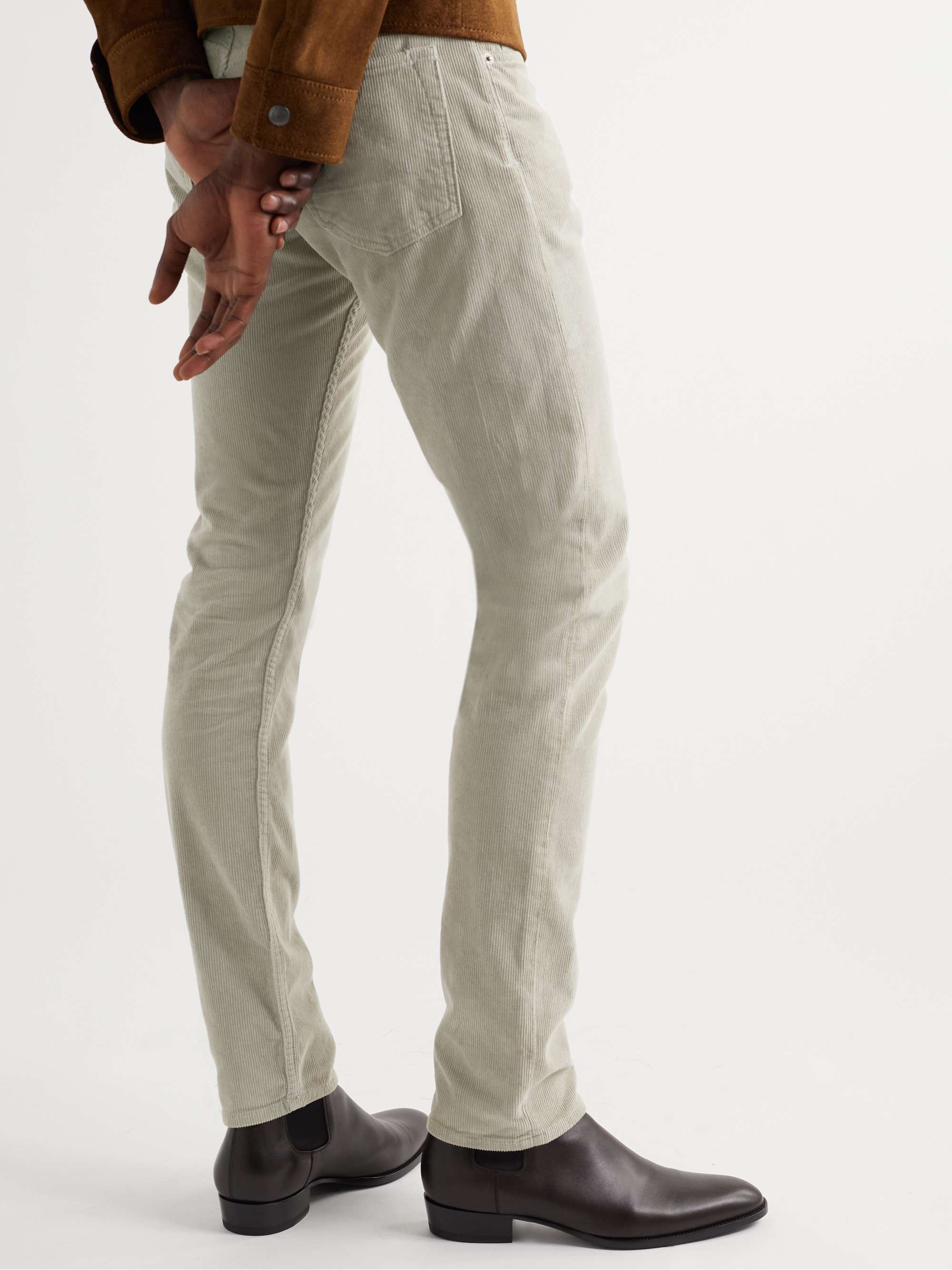 TOM FORD Slim-Fit Garment-Dyed Cotton-Blend Corduroy Trousers