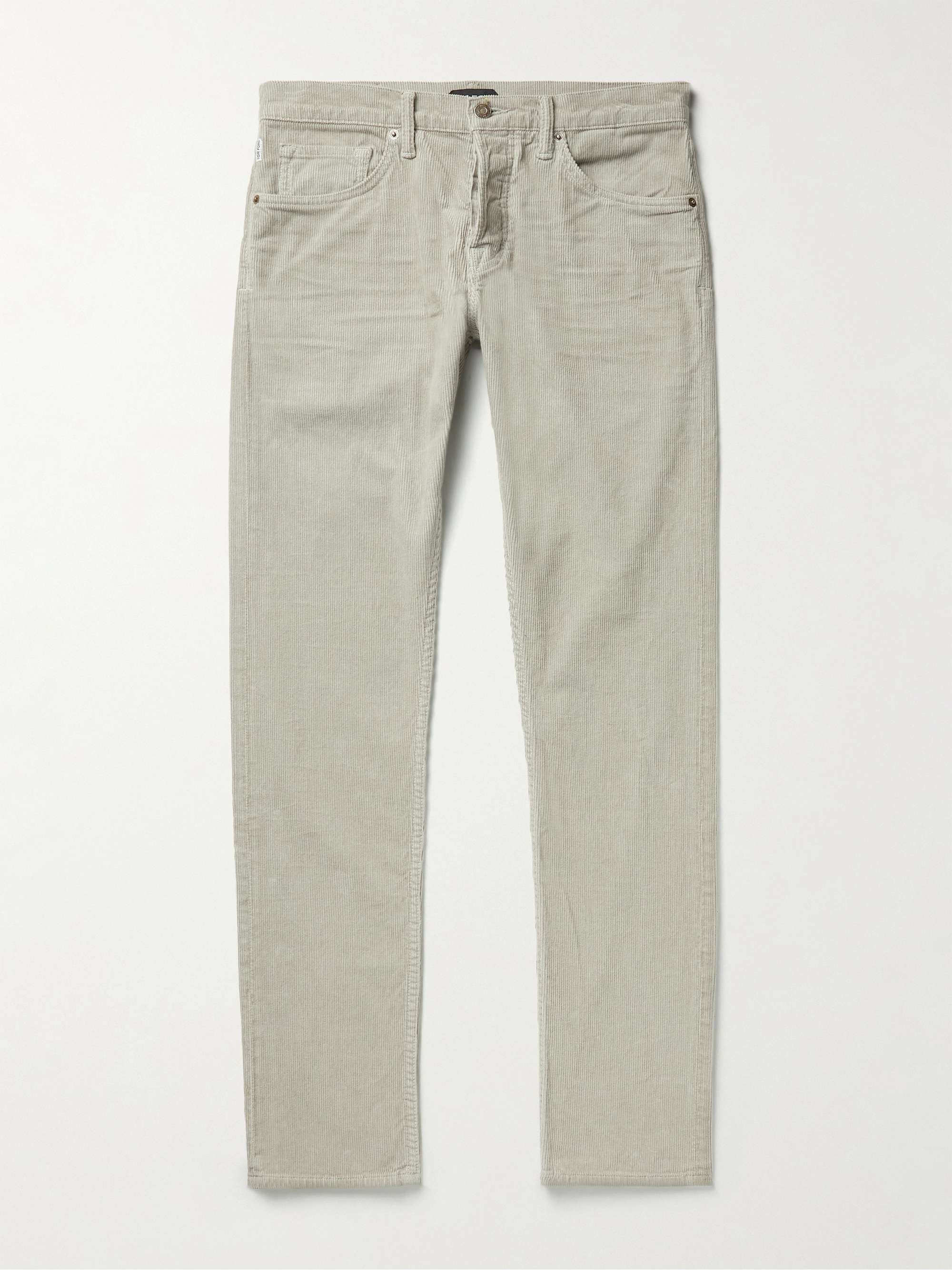 TOM FORD Slim-Fit Garment-Dyed Cotton-Blend Corduroy Trousers