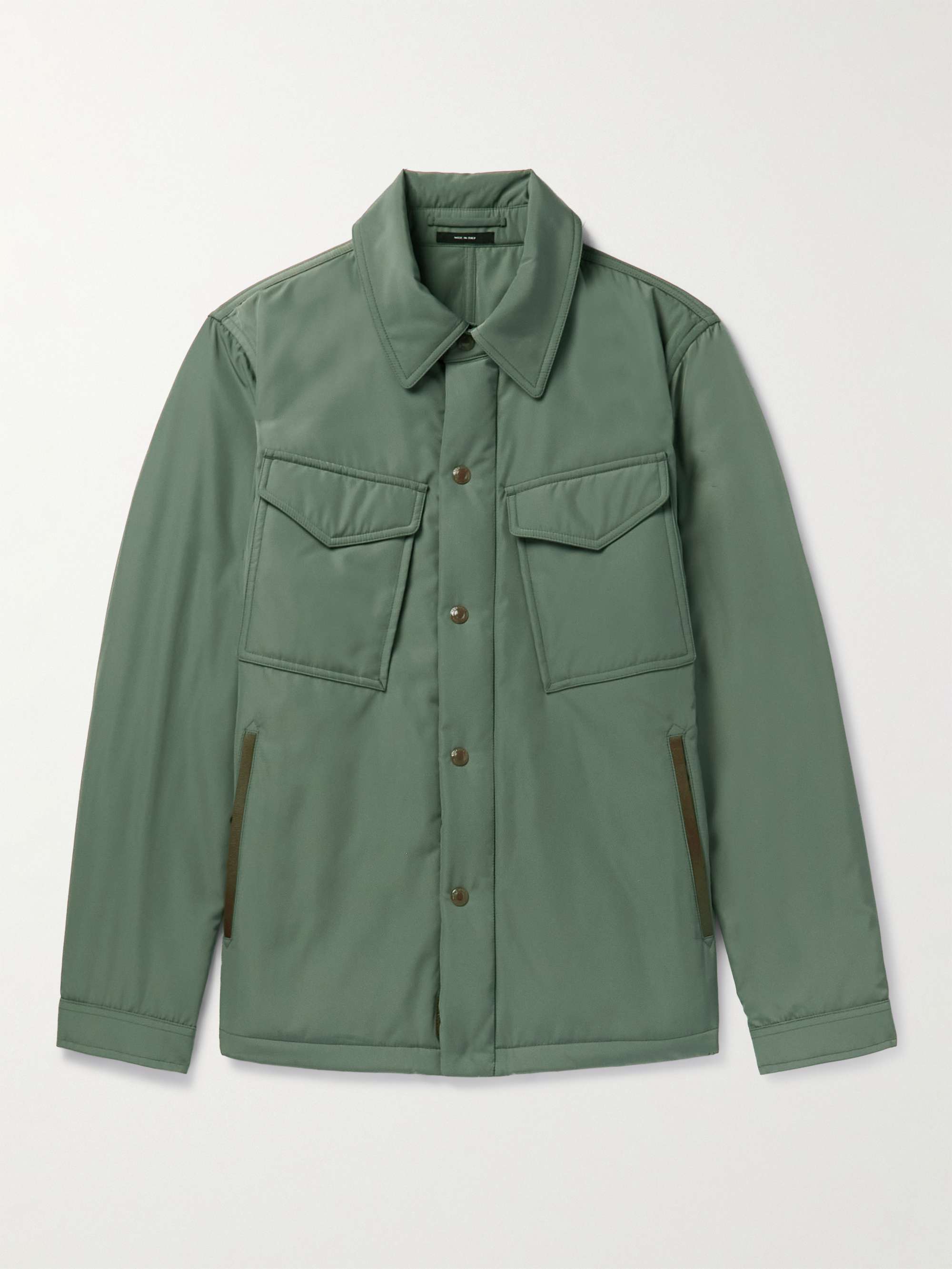 TOM FORD Leather-Trimmed Shell Overshirt