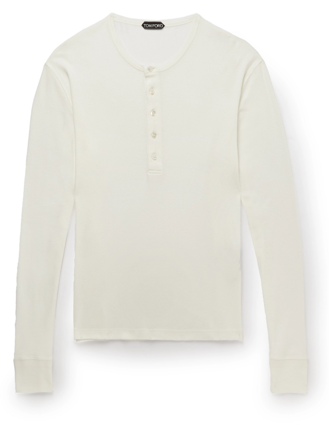Tom Ford Cotton-jersey Henley T-shirt In White