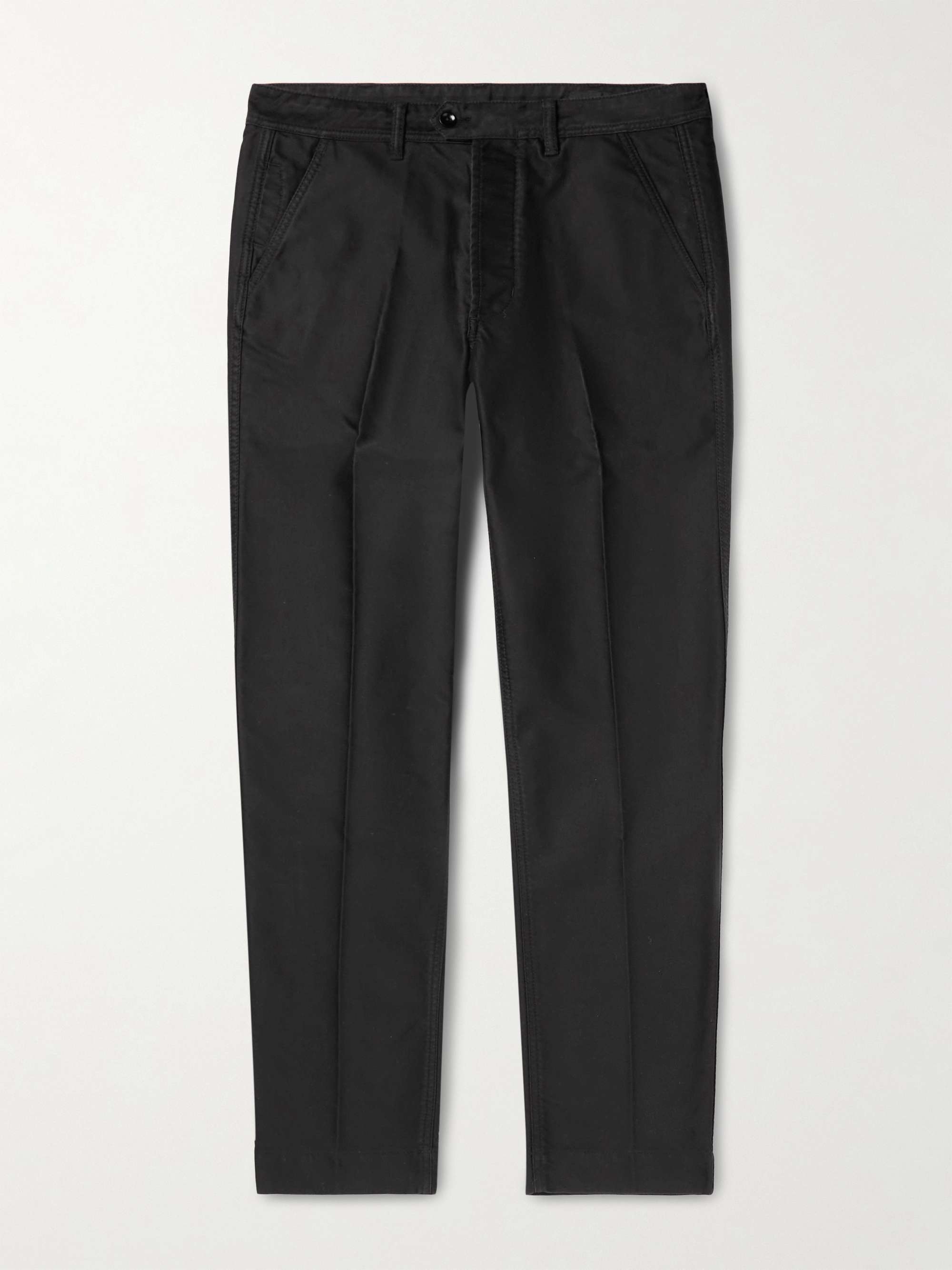 TOM FORD Straight-Leg Pleated Cotton-Satin Trousers