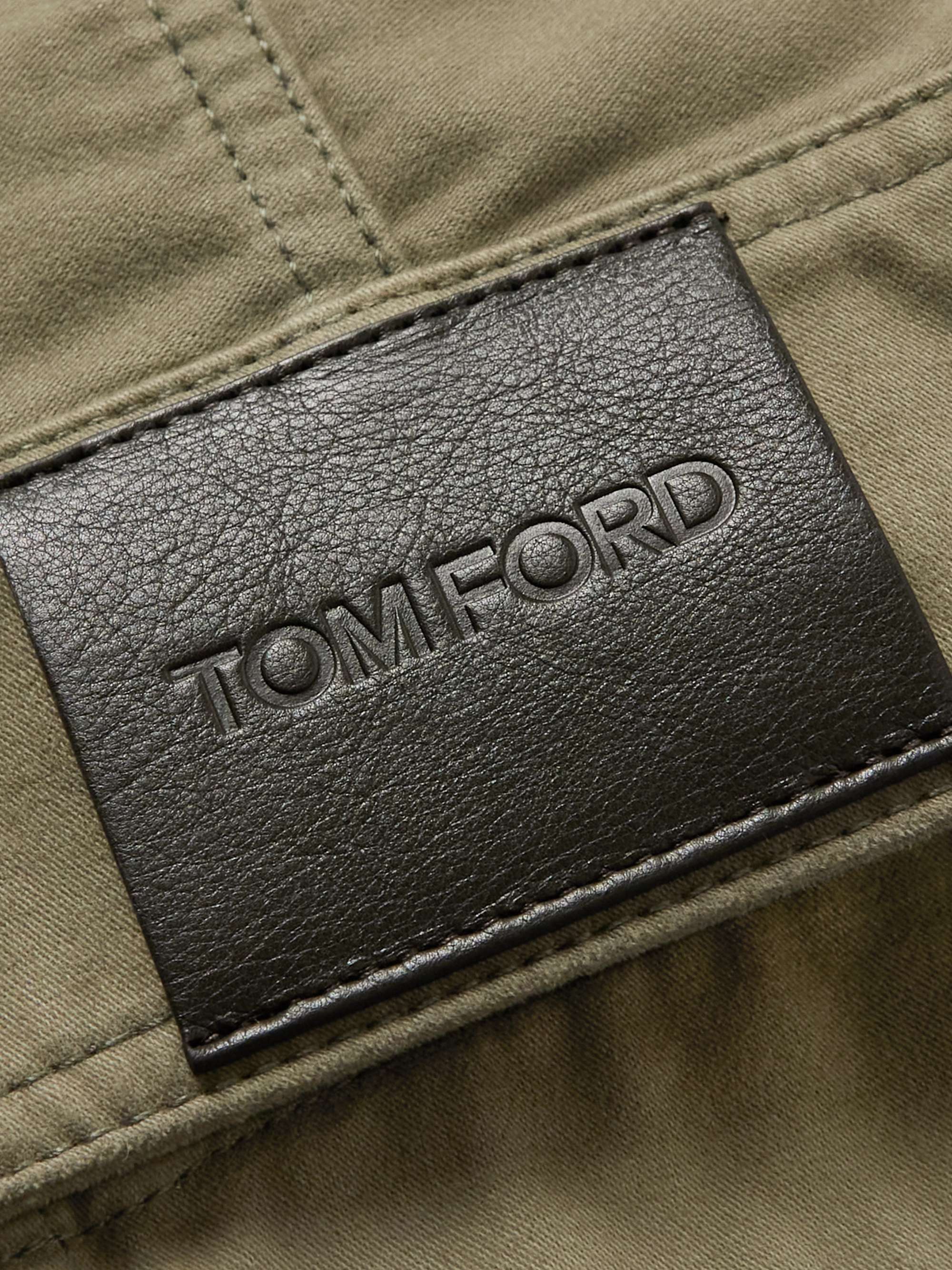TOM FORD Slim-Fit Fleece-Trimmed Washed Cotton-Twill Jacket