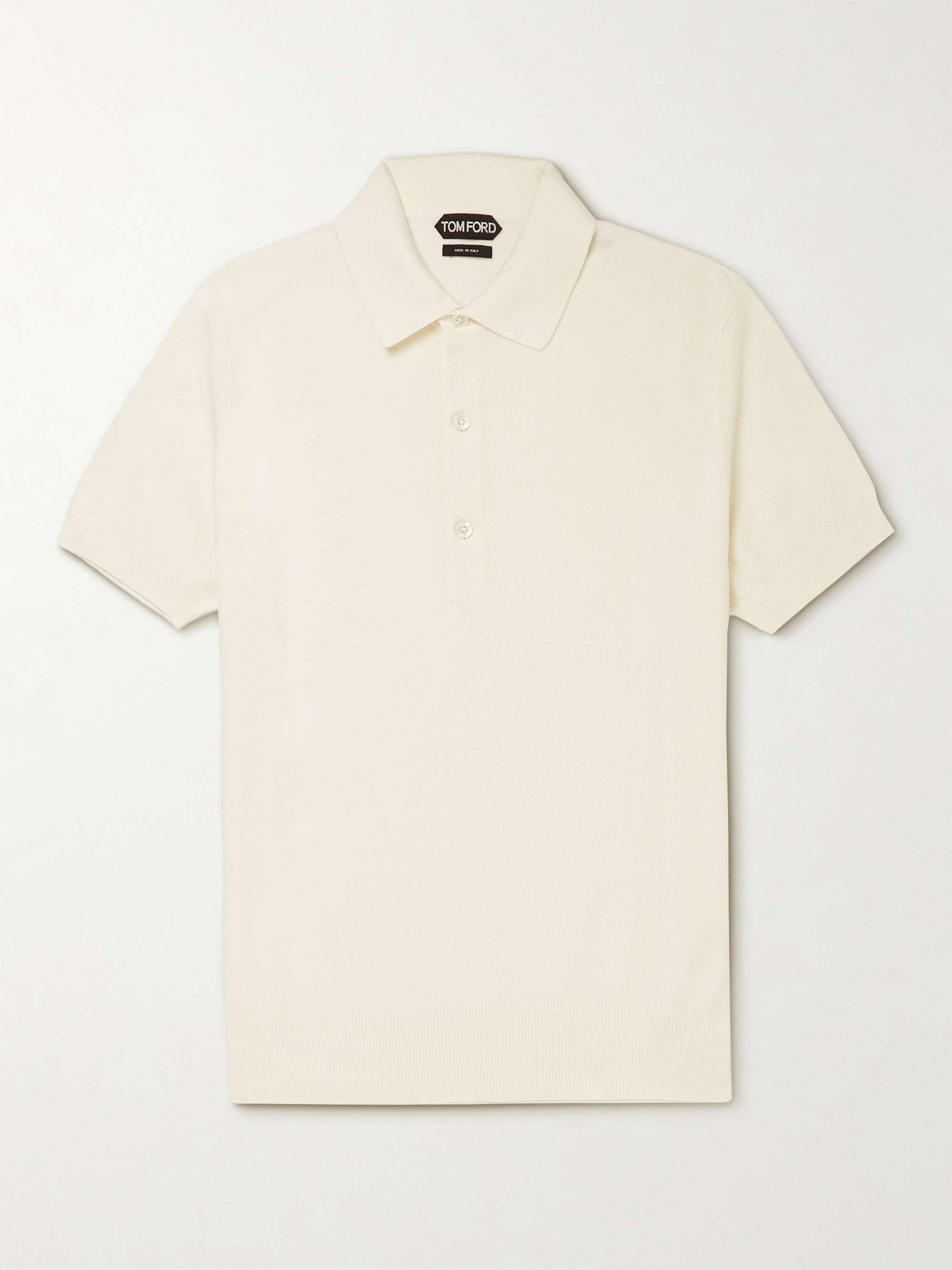 TOM FORD Cotton and Silk-Blend Piqué Polo Shirt