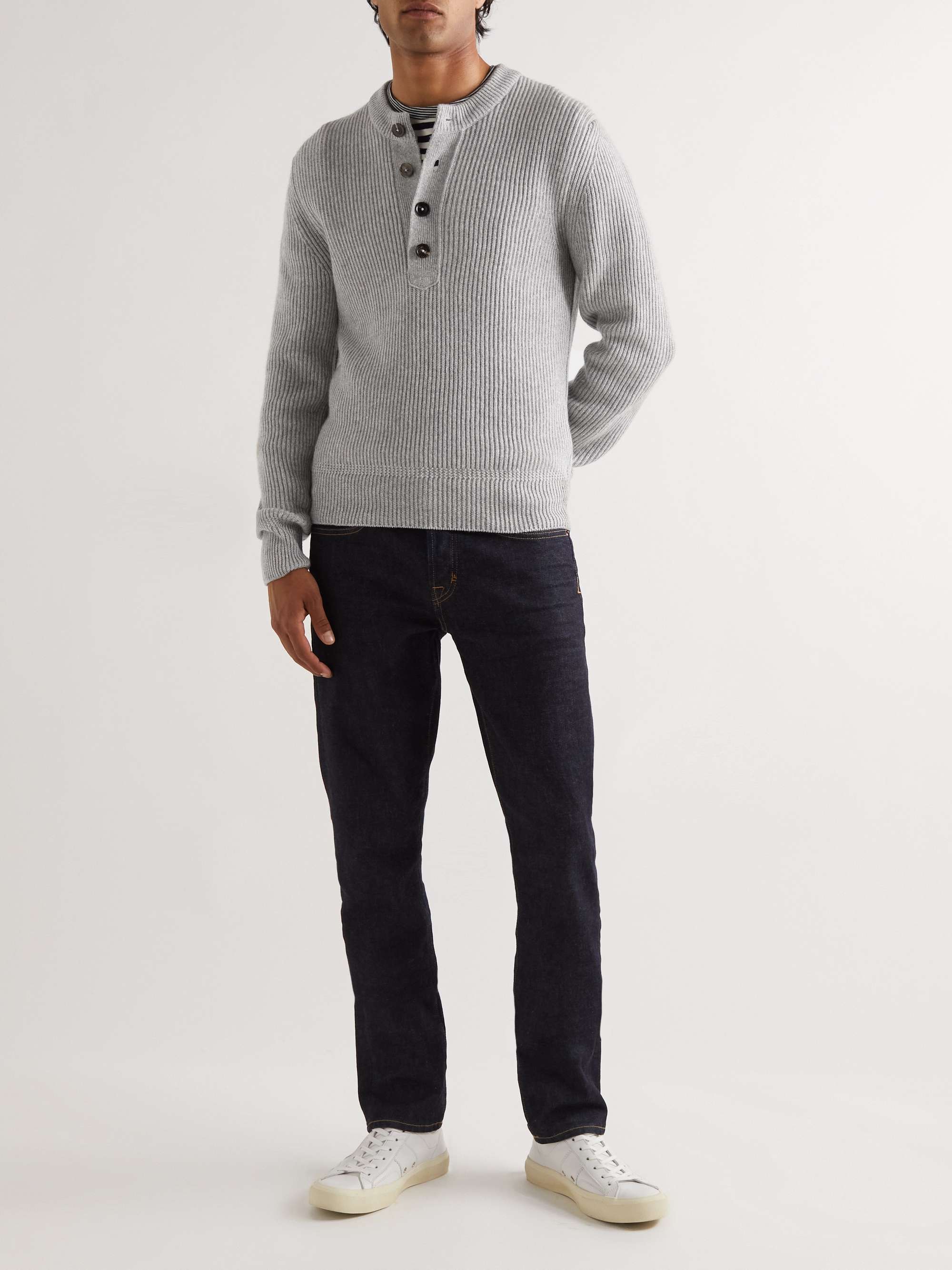 TOM FORD Ribbed Cashmere and Linen-Blend Sweater
