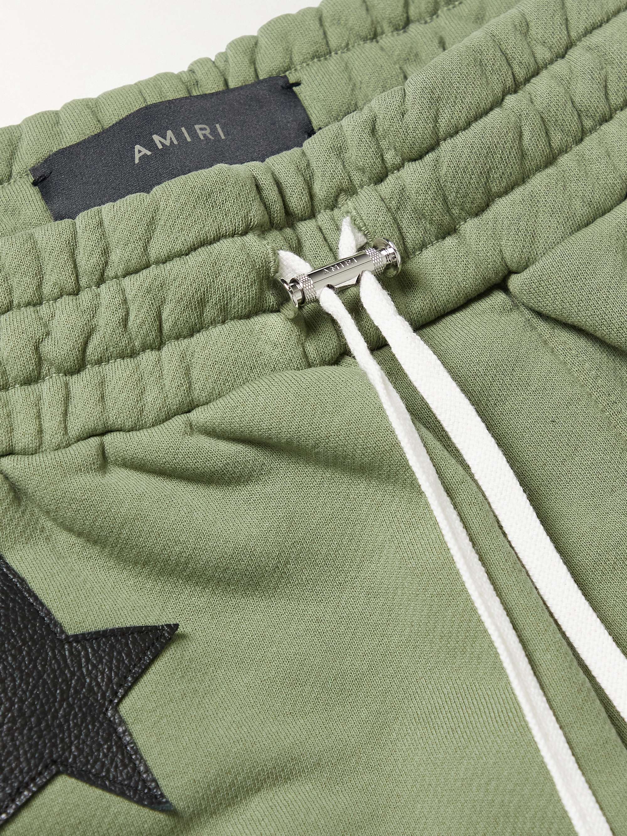 AMIRI + Chemist Tapered Leather-Appliquéd Cotton-Jersey Sweatpants
