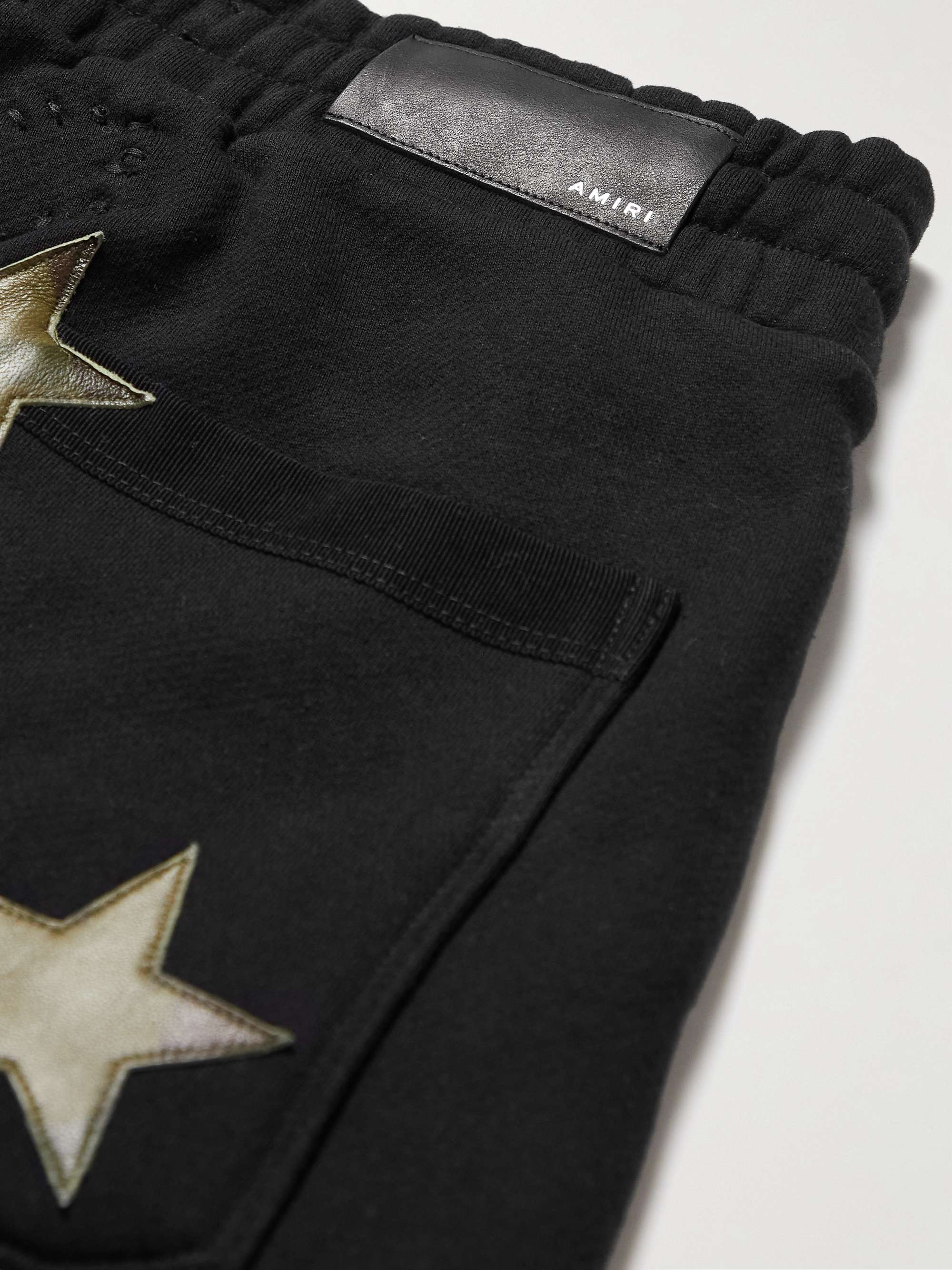 AMIRI Chemist Star Leather Appliquéd Cotton-Jersey Sweatpants