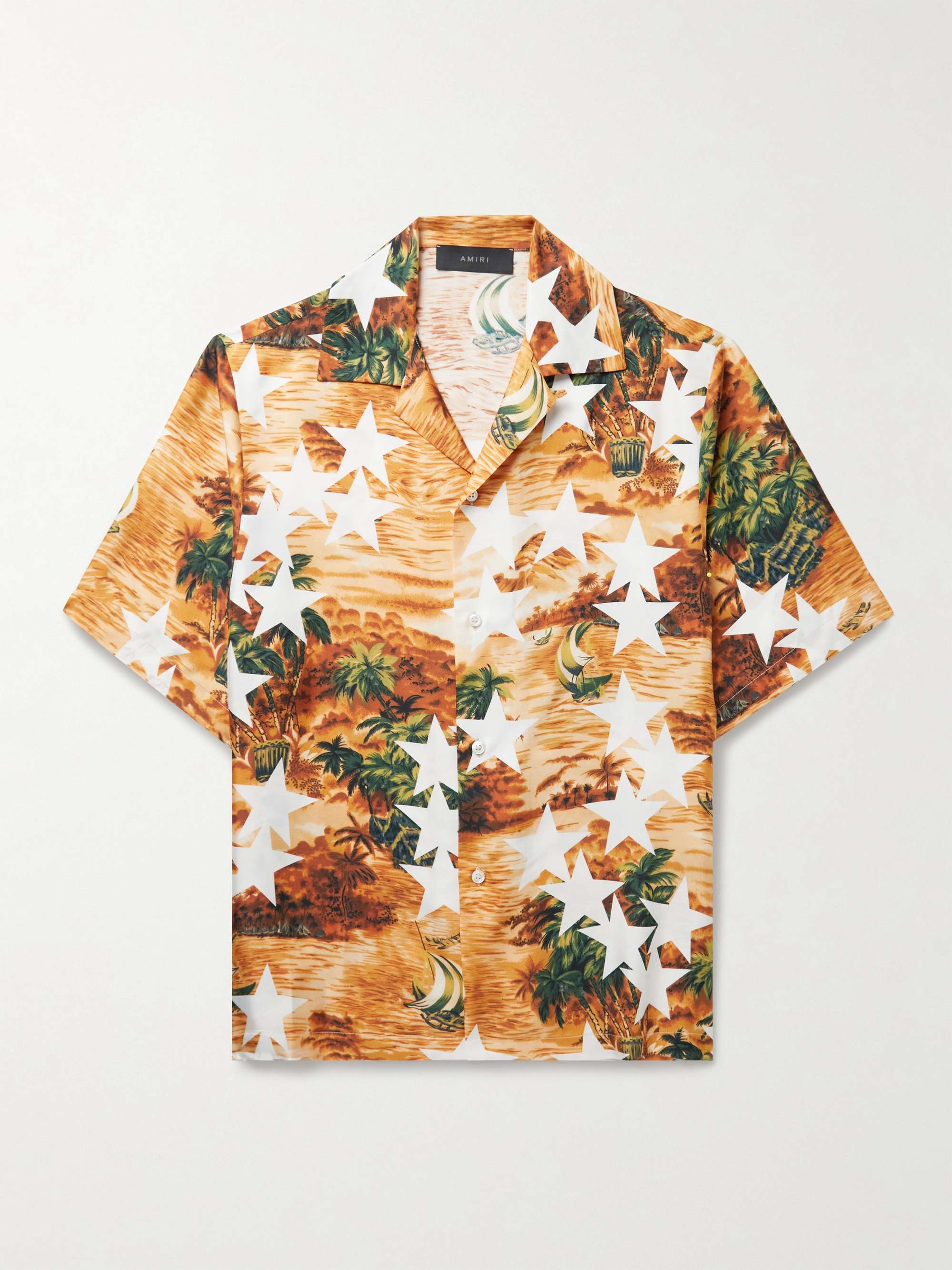 AMIRI Convertible-Collar Printed Silk-Twill Shirt