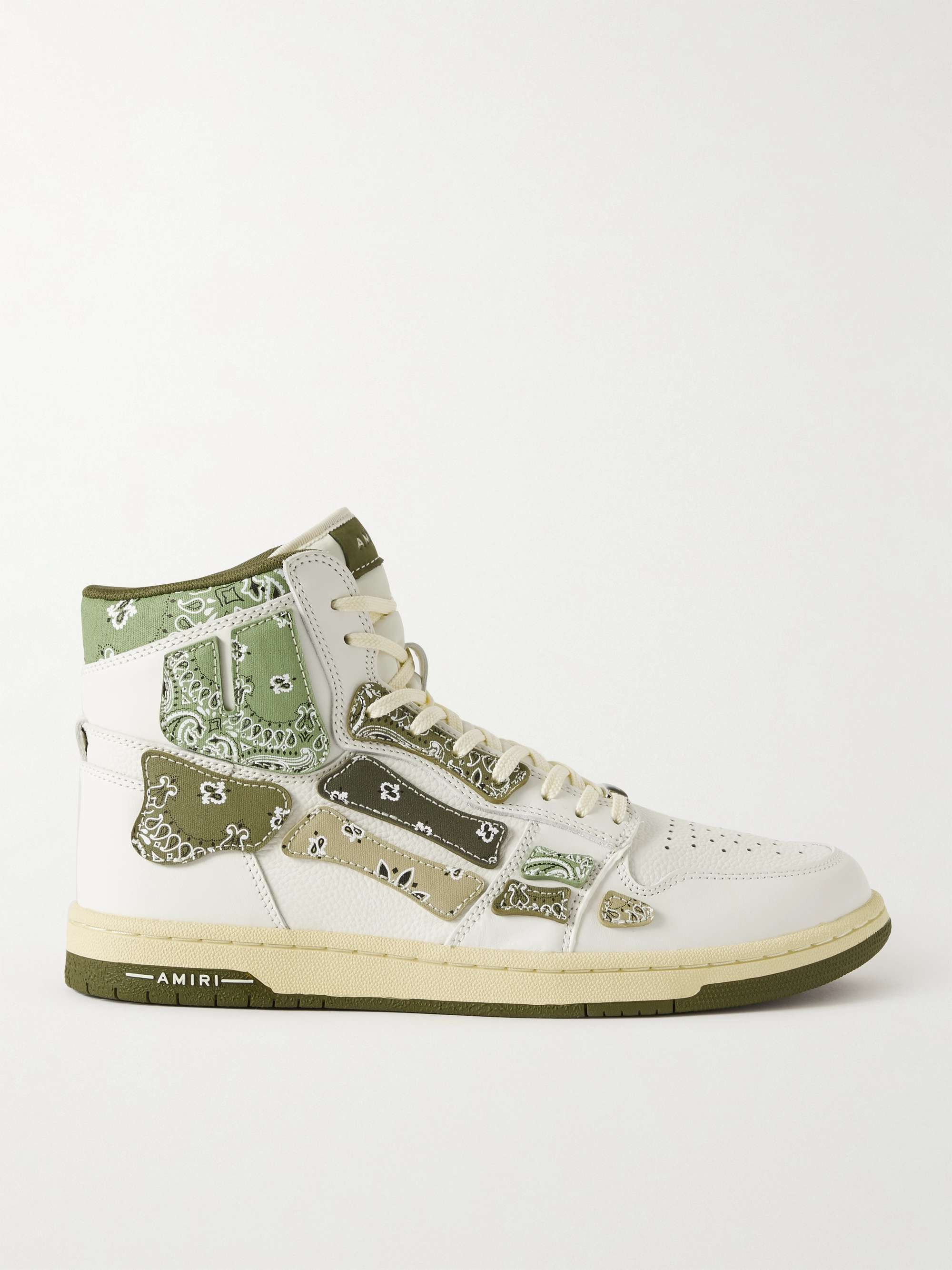 AMIRI Skel-Top Bandana-Print Leather High-Top Sneakers