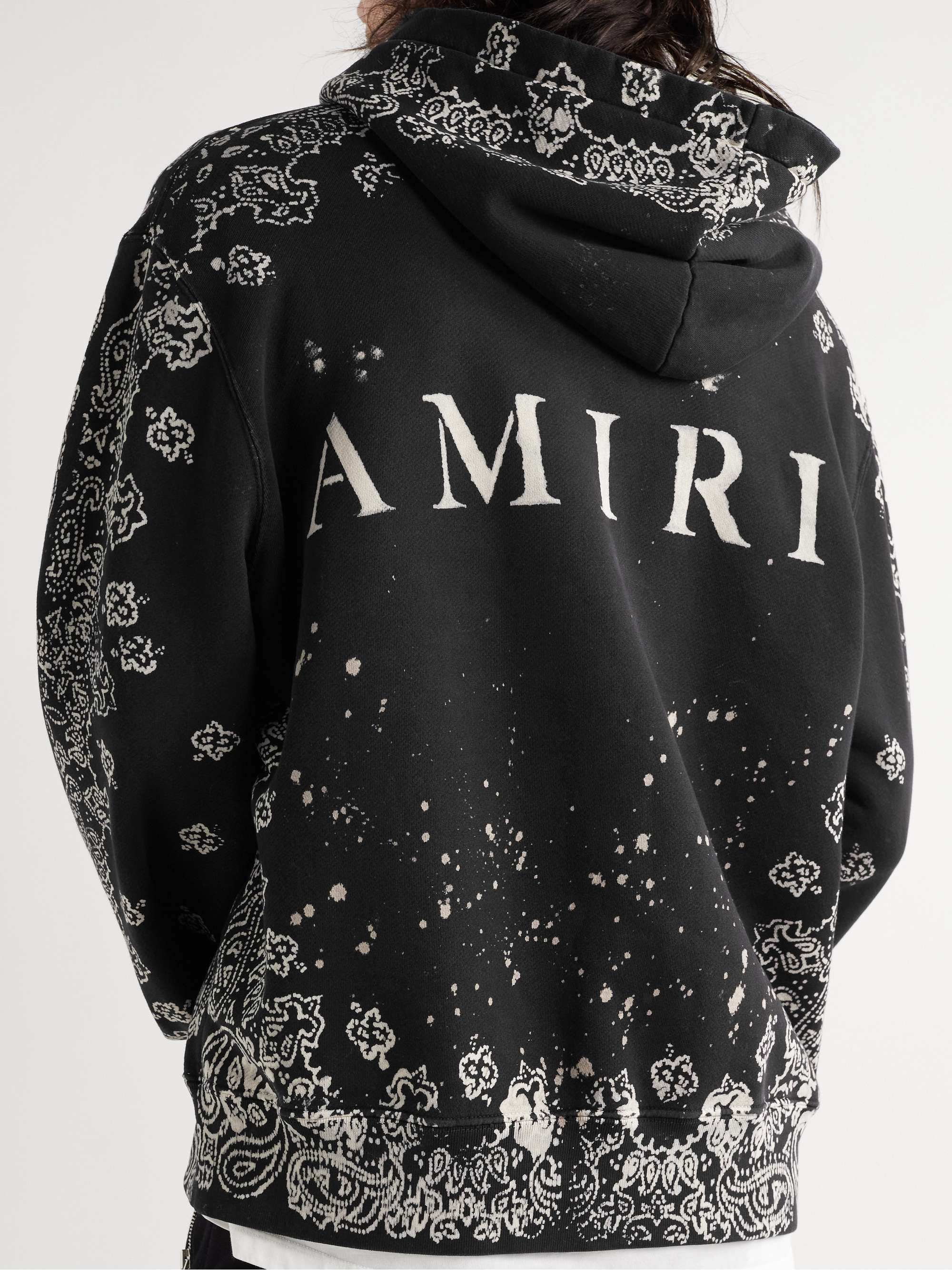 AMIRI Printed Bleached Cotton-Jersey Hoodie