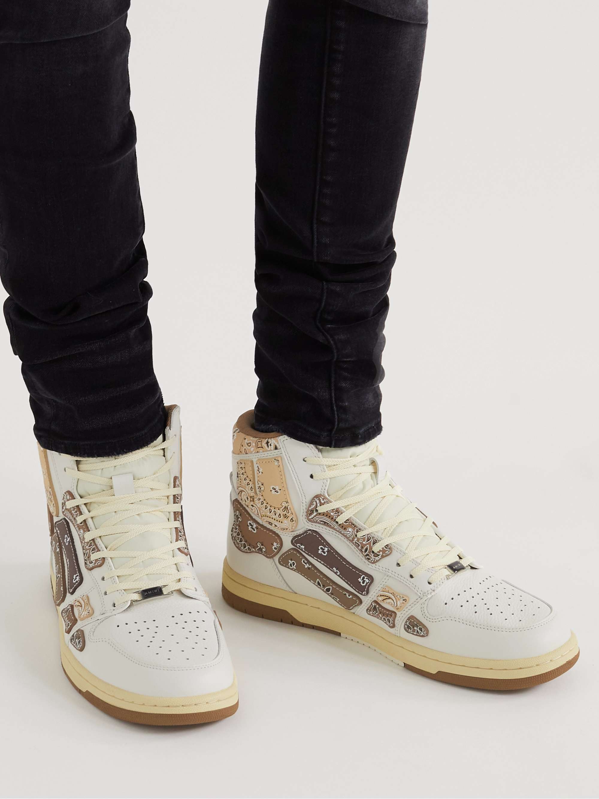 AMIRI Skel-Top Bandana-Print Leather High-Top Sneakers
