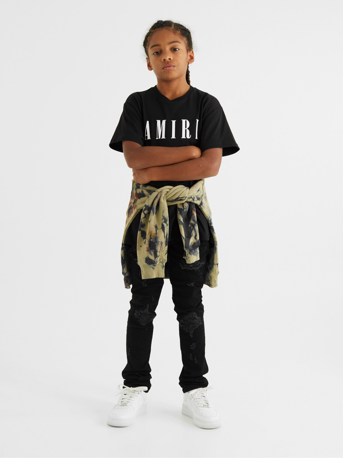 Amiri Babies' Mx1 Skinny-fit Leather-panelled Distressed Jeans In Black ...