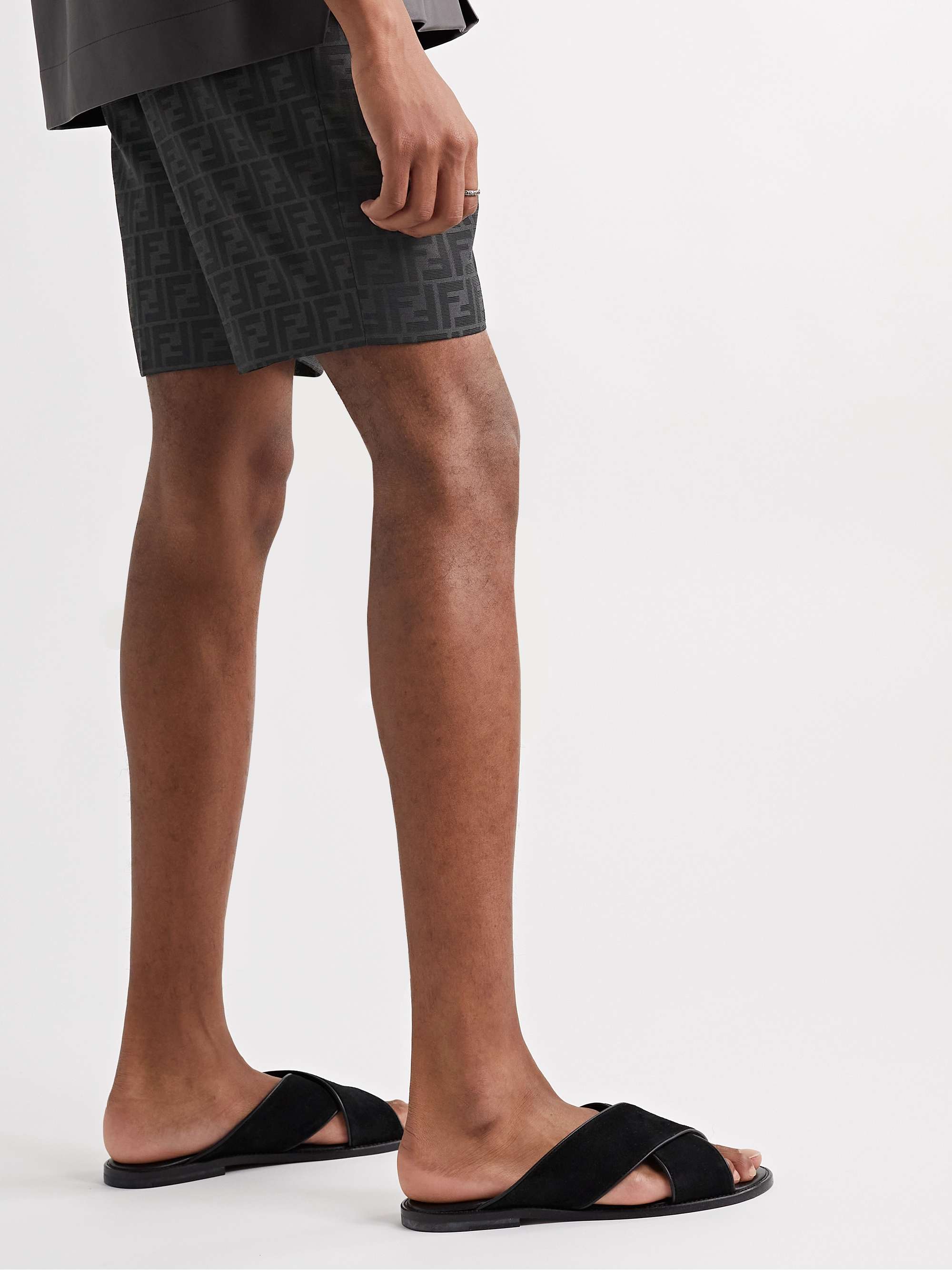 FENDI Slim-Fit Straight-Leg Logo-Jacquard Bermuda Shorts