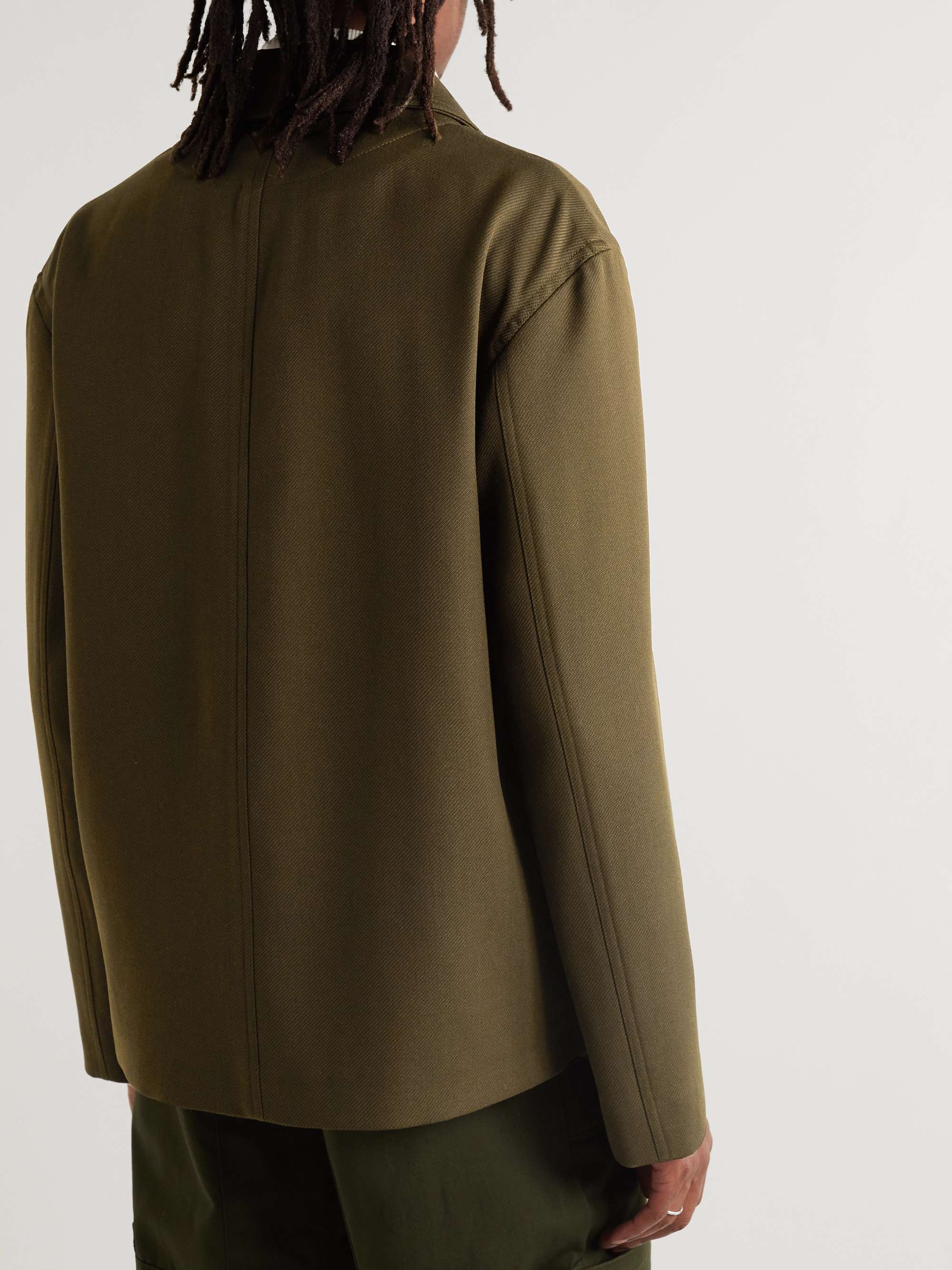 LOEWE Leather-Trimmed Wool Shirt Jacket