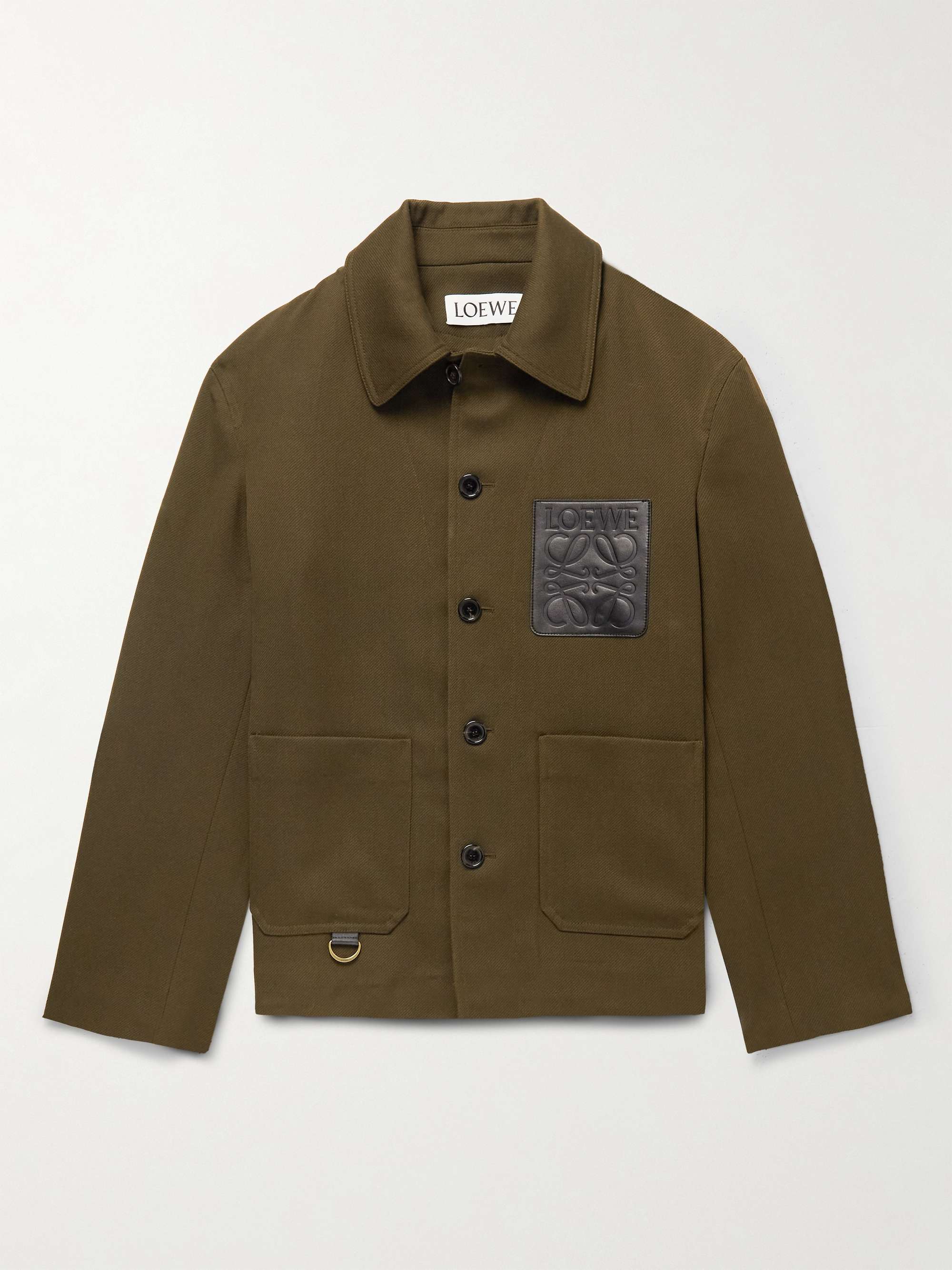 LOEWE Leather-Trimmed Wool Shirt Jacket
