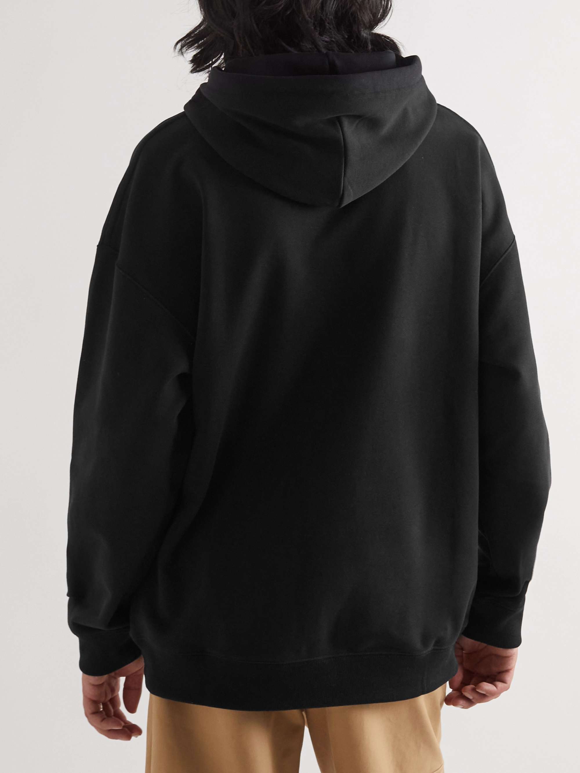 LOEWE Oversized Anagram Leather-Trimmed Cotton-Jersey Hoodie