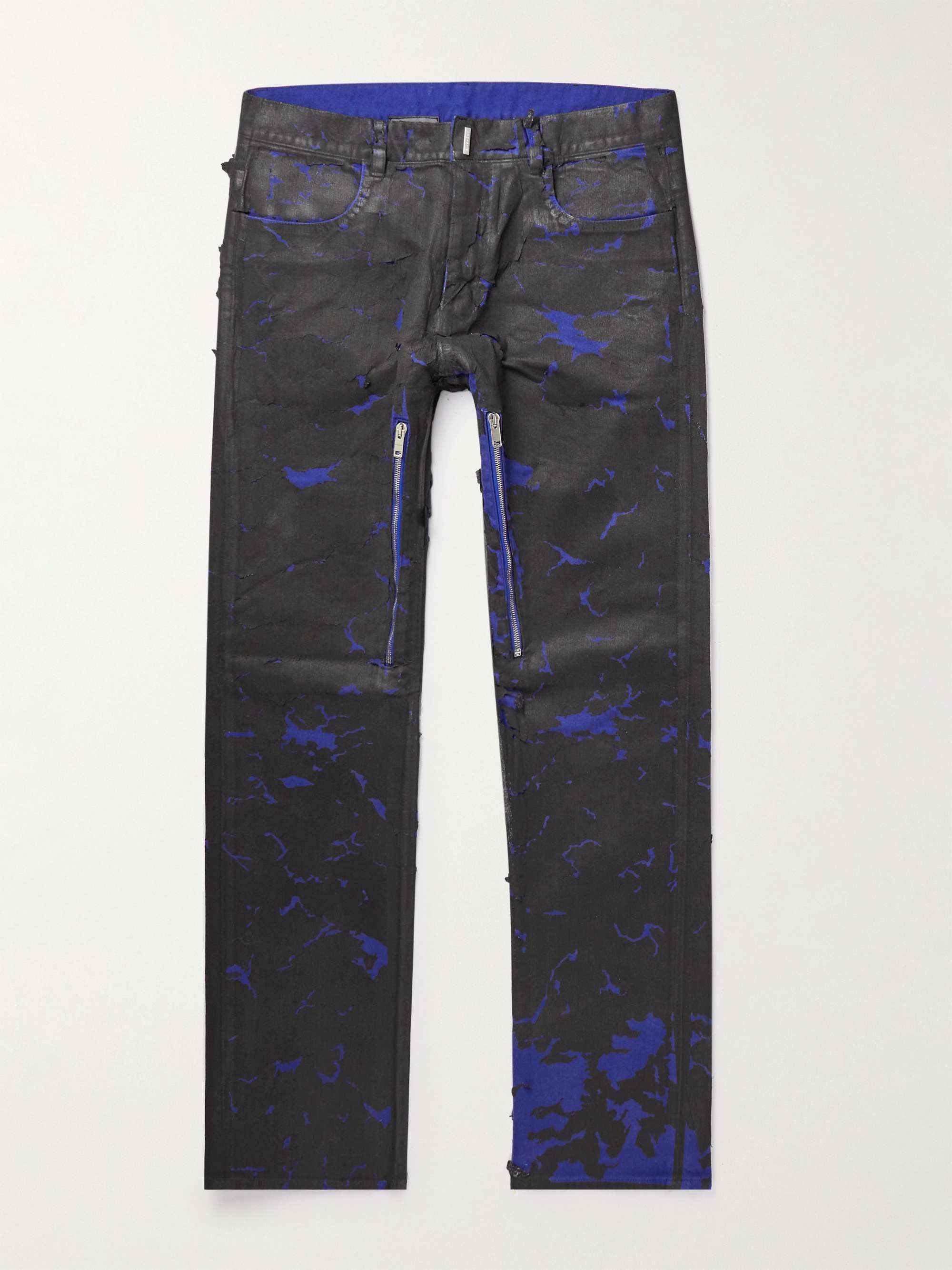 GIVENCHY Slim-Fit Zip-Detailed Distressed Jeans