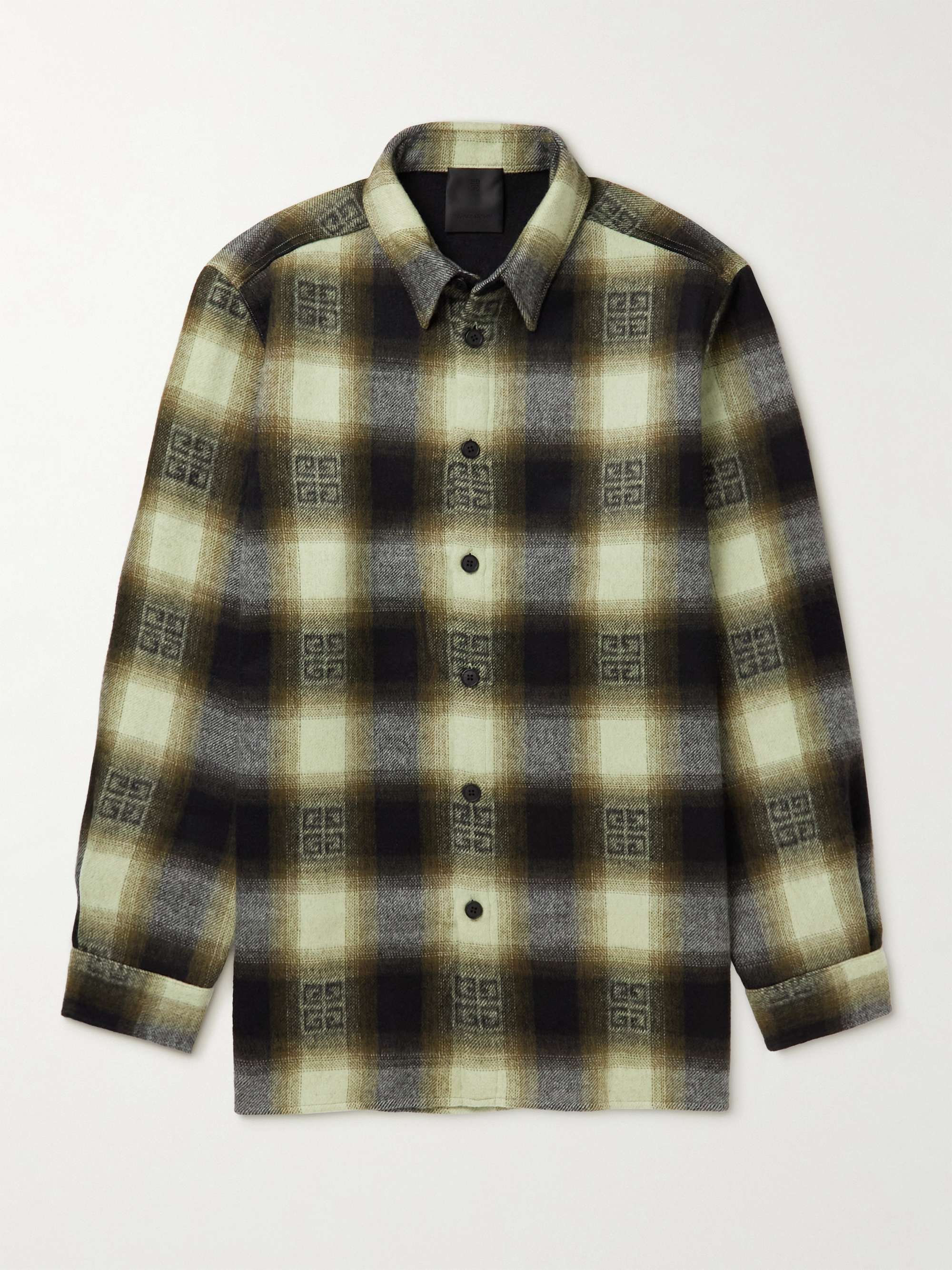 GIVENCHY Logo-Print Checked Wool-Flannel Overshirt