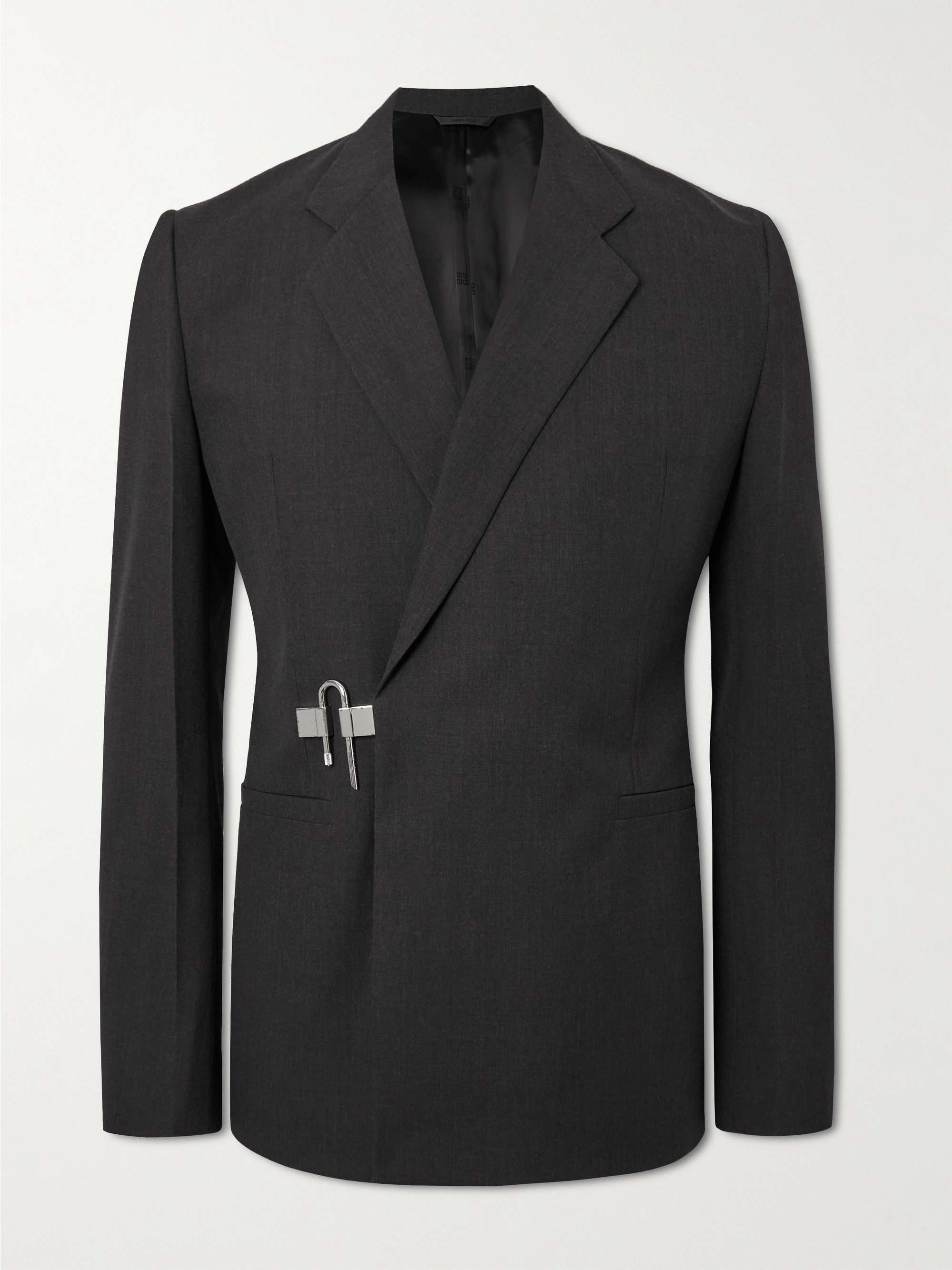 GIVENCHY Double-Breasted U-Lock-Detailed Wool-Twill Blazer