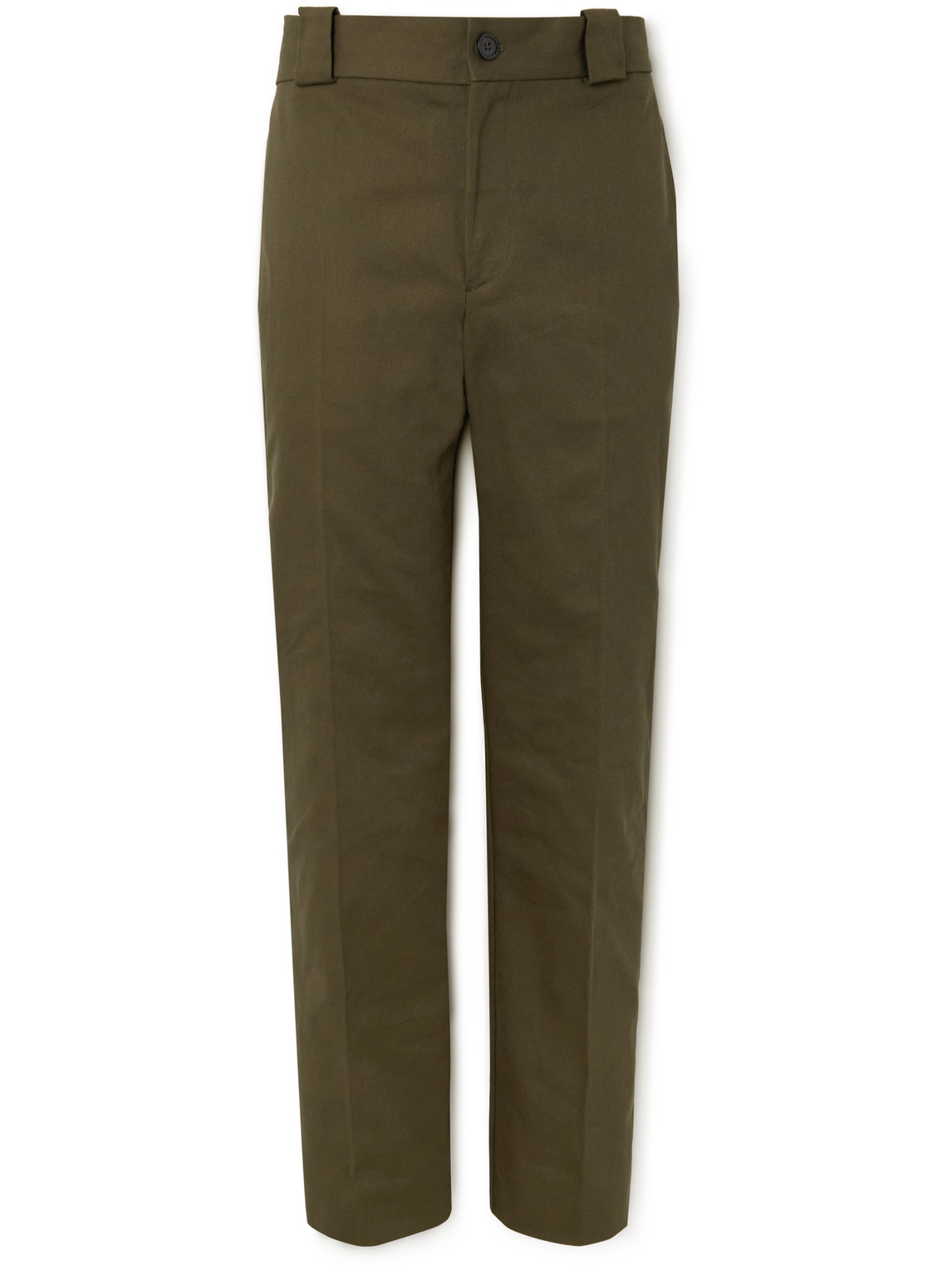 Erdem Benedict Straight-leg Pleated Cotton-drill Chinos In Green