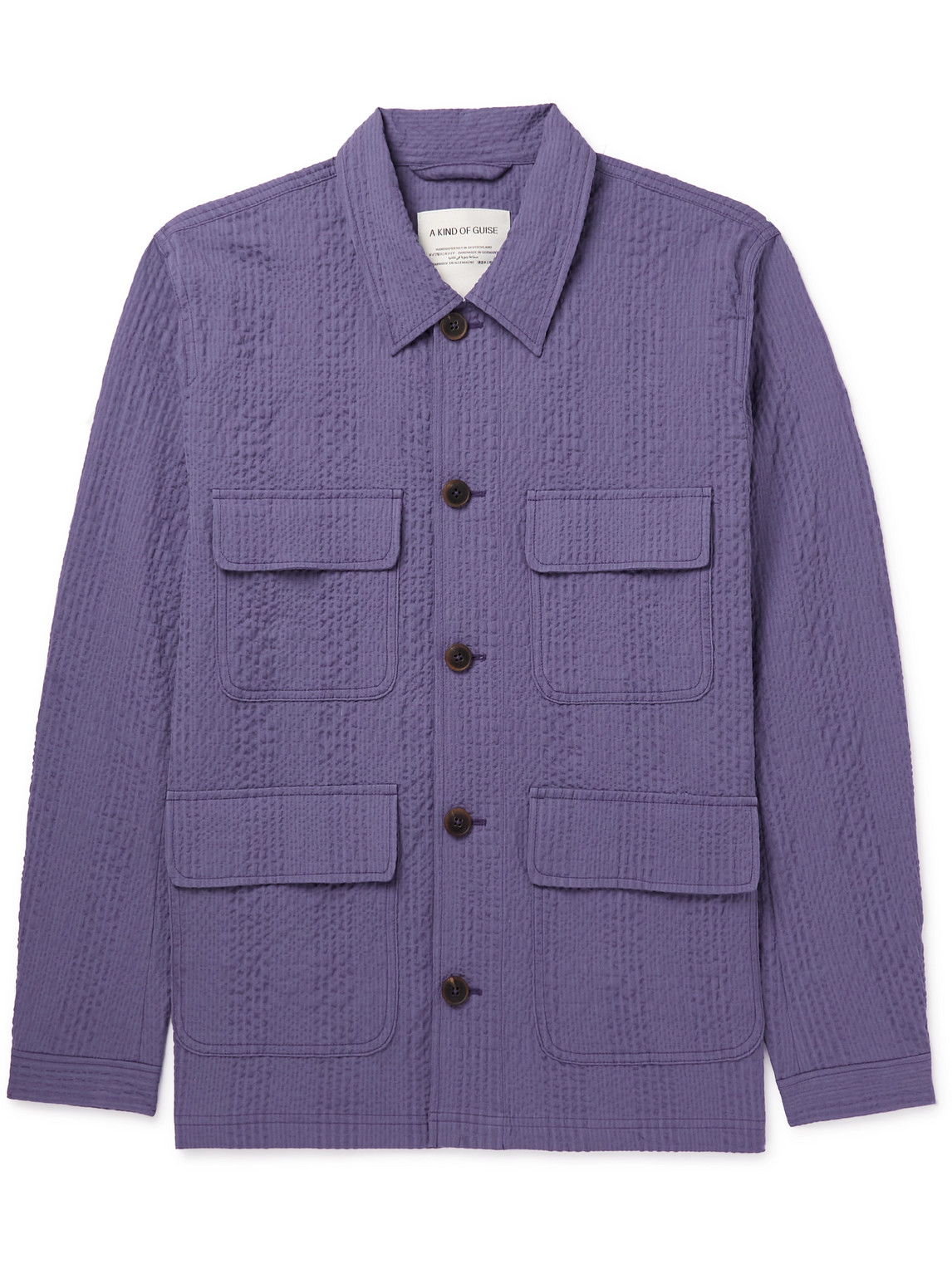 A Kind Of Guise Levante Stretch-cotton Seersucker Jacket In Purple