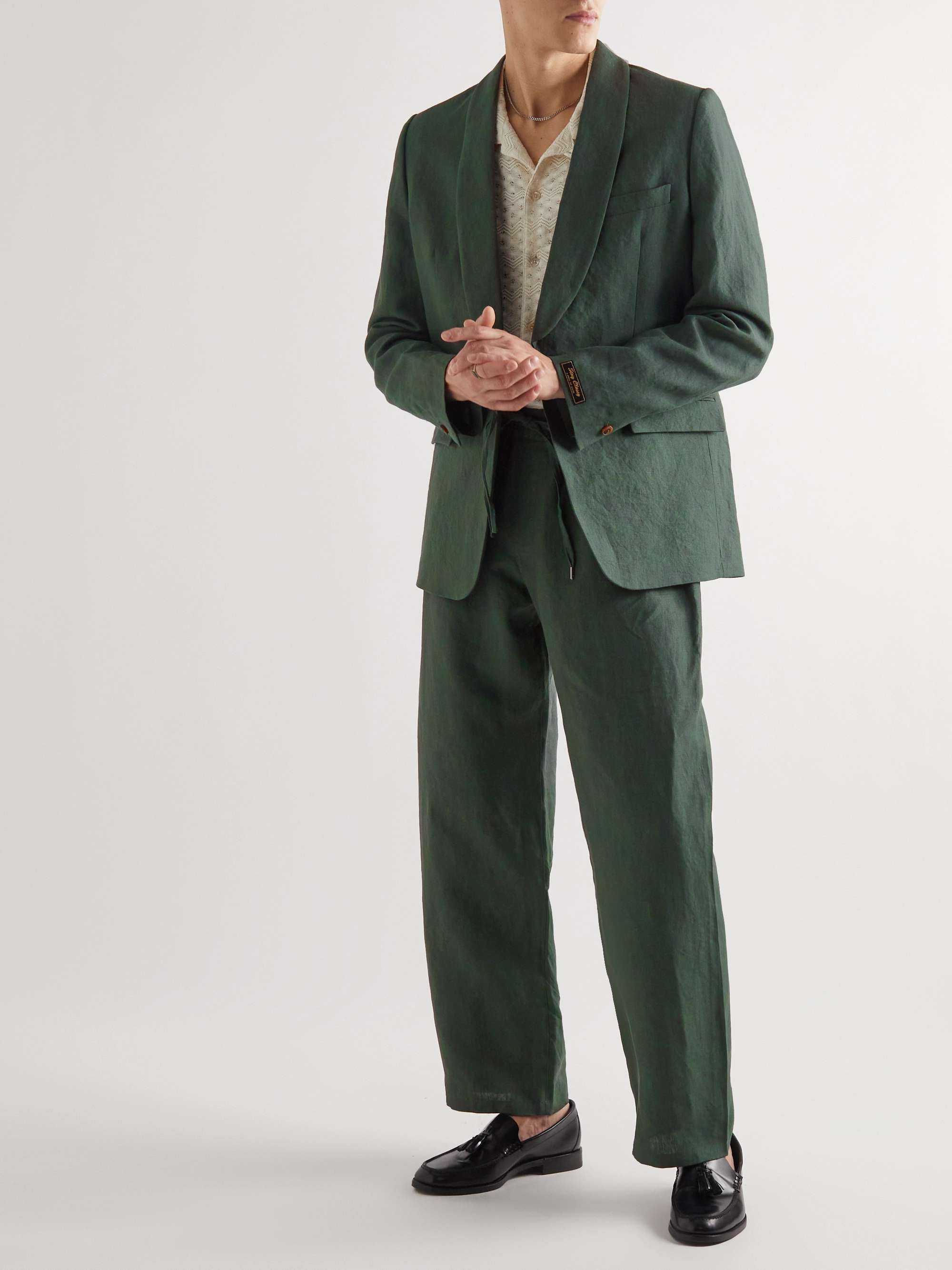 A KIND OF GUISE Shawl-Collar Linen Suit Jacket