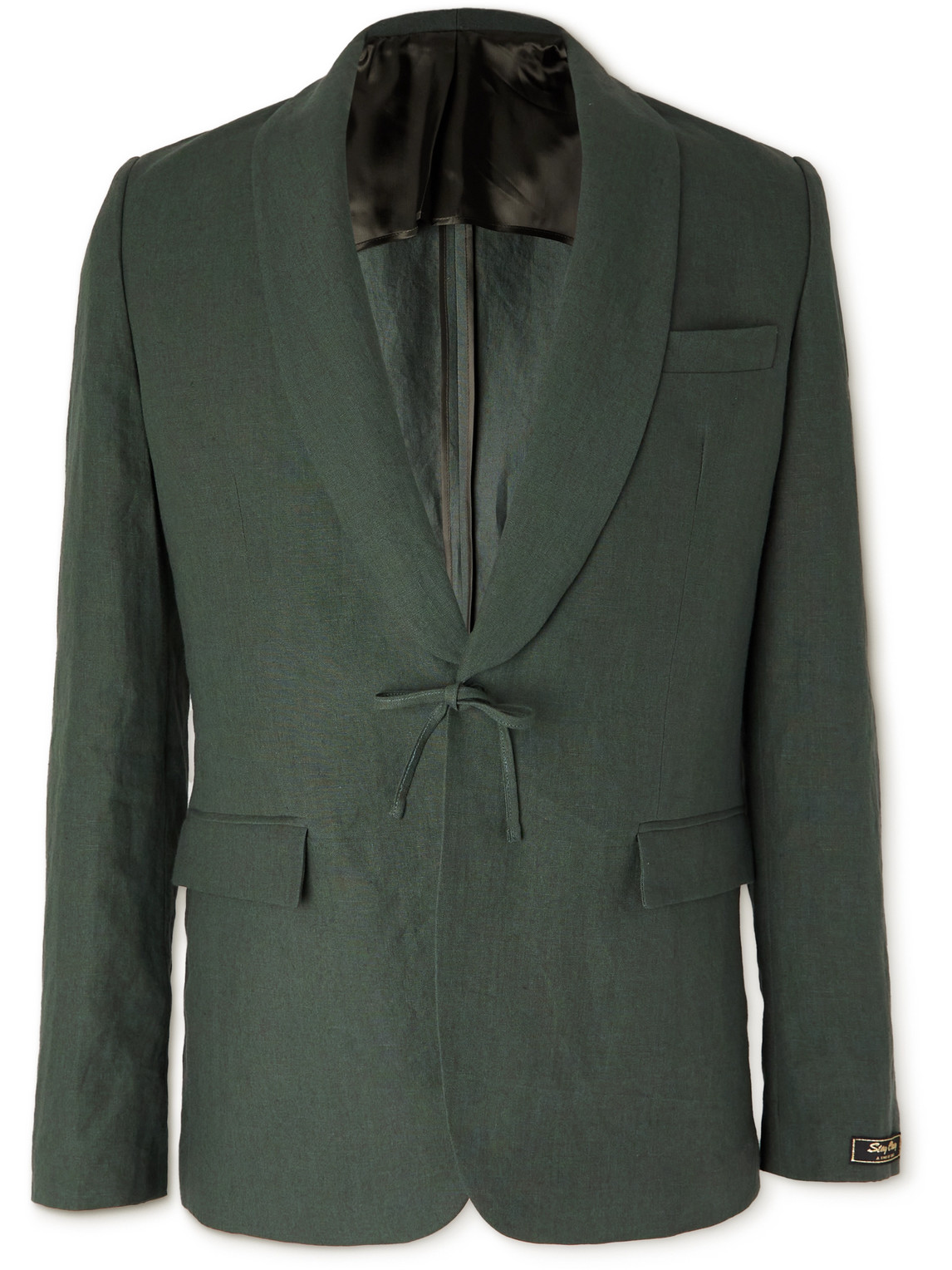 A Kind Of Guise Shawl-collar Linen Suit Jacket In Green