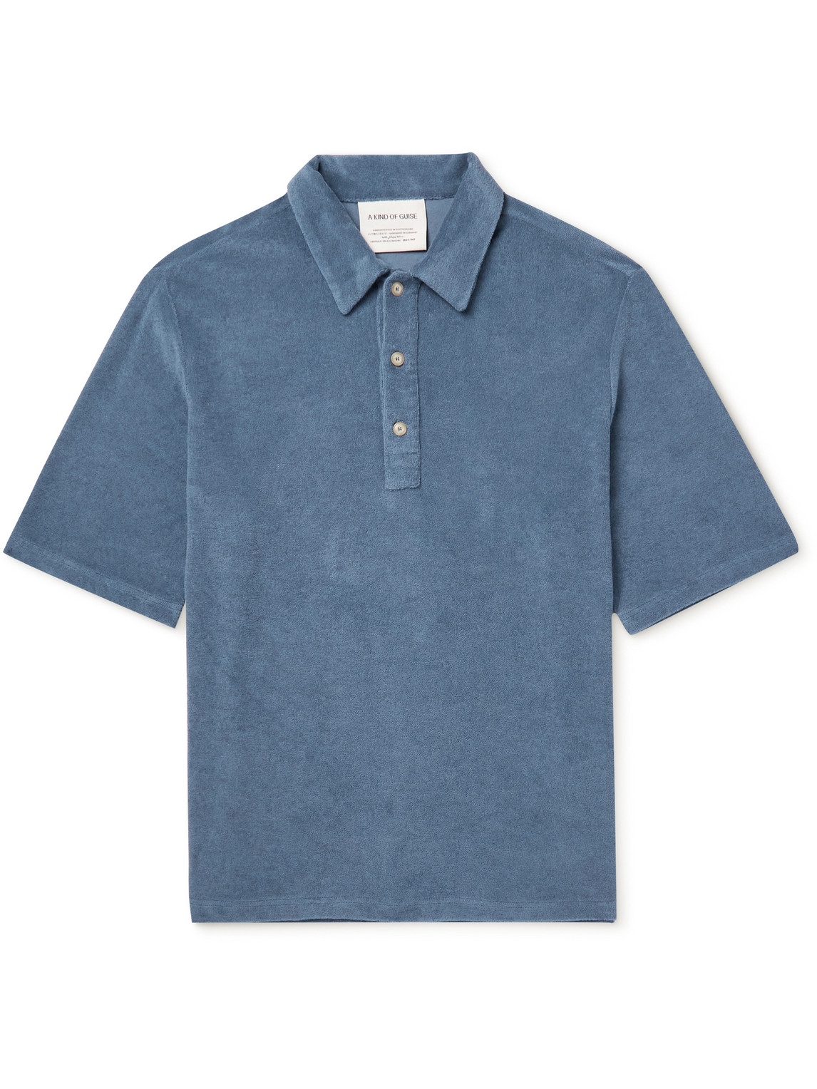 A Kind Of Guise Organic Cotton-terry Polo Shirt In Blue