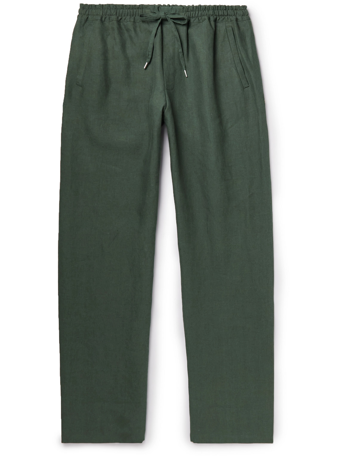 A Kind Of Guise Samurai Straight-leg Linen Drawstring Suit Trousers In Green