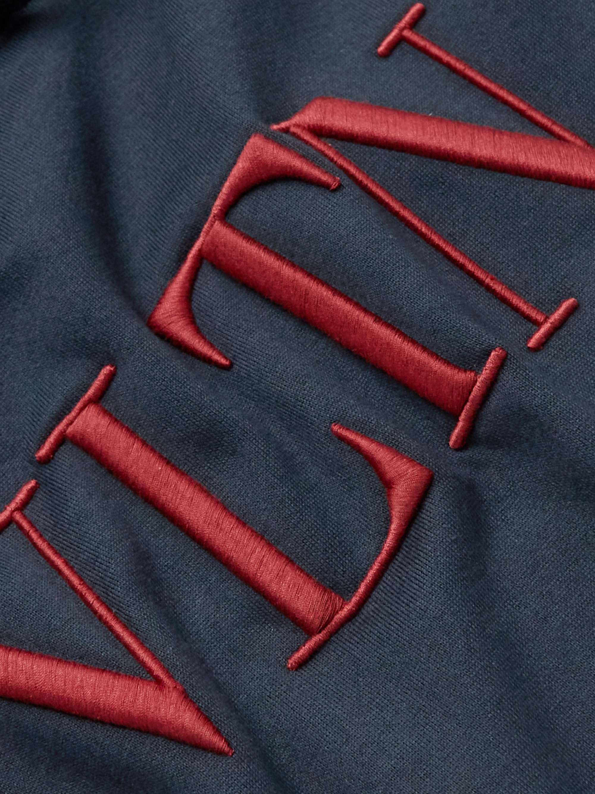VALENTINO Logo-Embroidered Cotton-Blend Jersey Hoodie