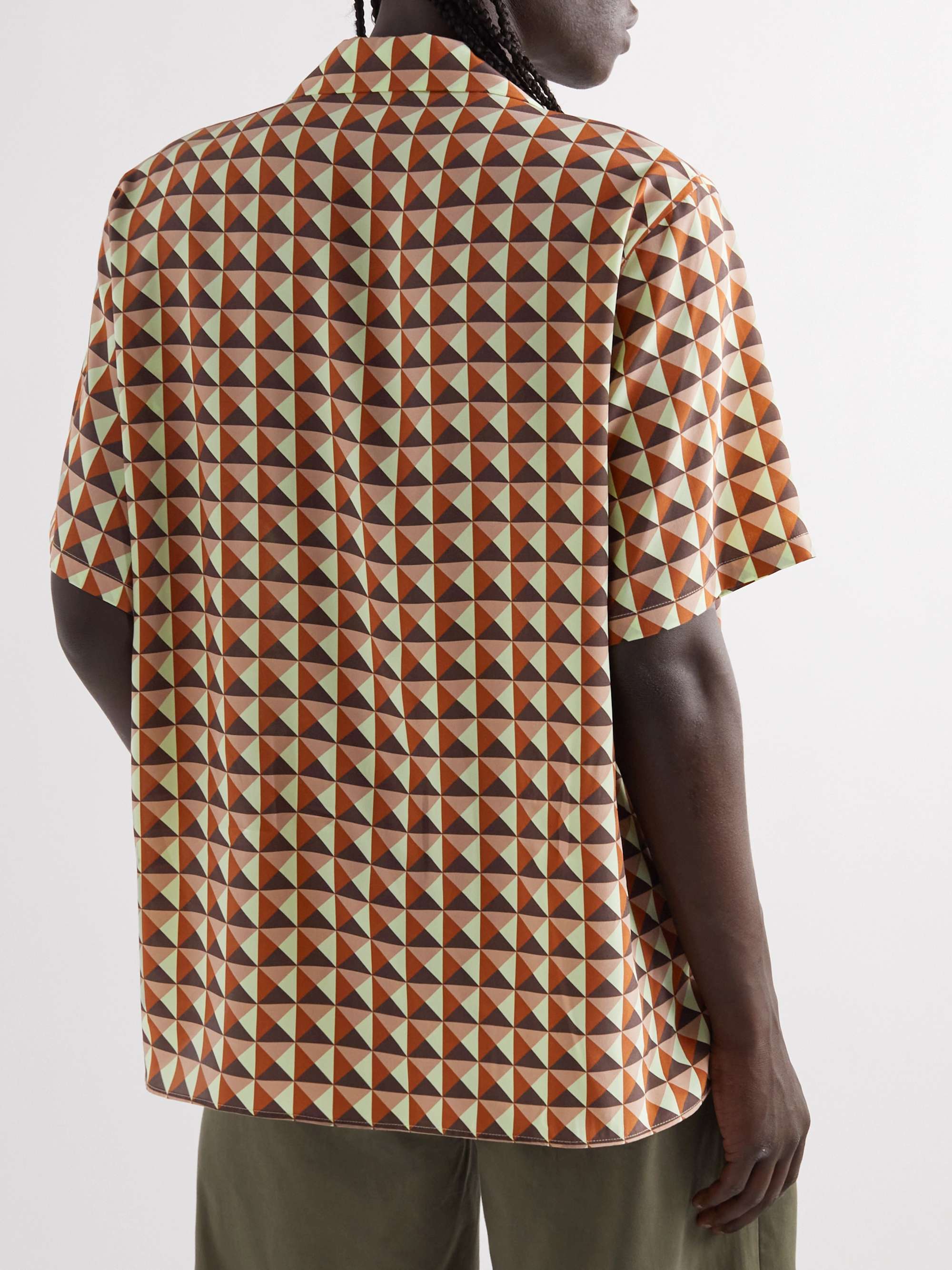 VALENTINO Camp-Collar Printed Silk-Satin Shirt